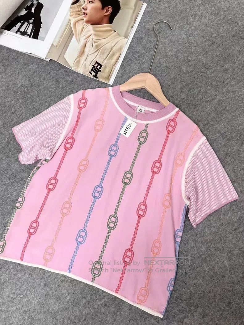 Hermes Hermes Silk Short Sleeve Logo Top. Size US XS / EU 42 / 0 - 1 Thumbnail