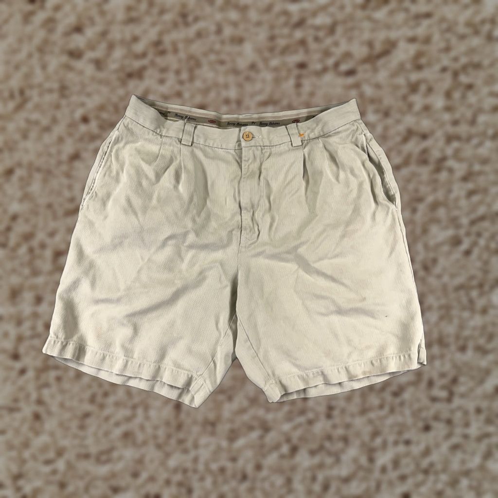 Tommy Bahama Tommy Bahama Shorts Bermuda Men 35 Beige Silk Pleated Casual Pockets Easy Care Quick Dry 8 In Inseam Summer Beach Vintage No Size US 35 - 1 Thumbnail