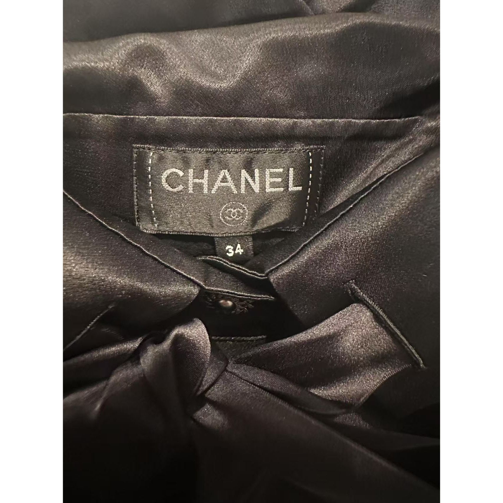 Chanel Chanel Womens Black Silk Bow Tie Collar Blouse Size 34 Size XXS / US 00 / IT 34 - 4 Thumbnail