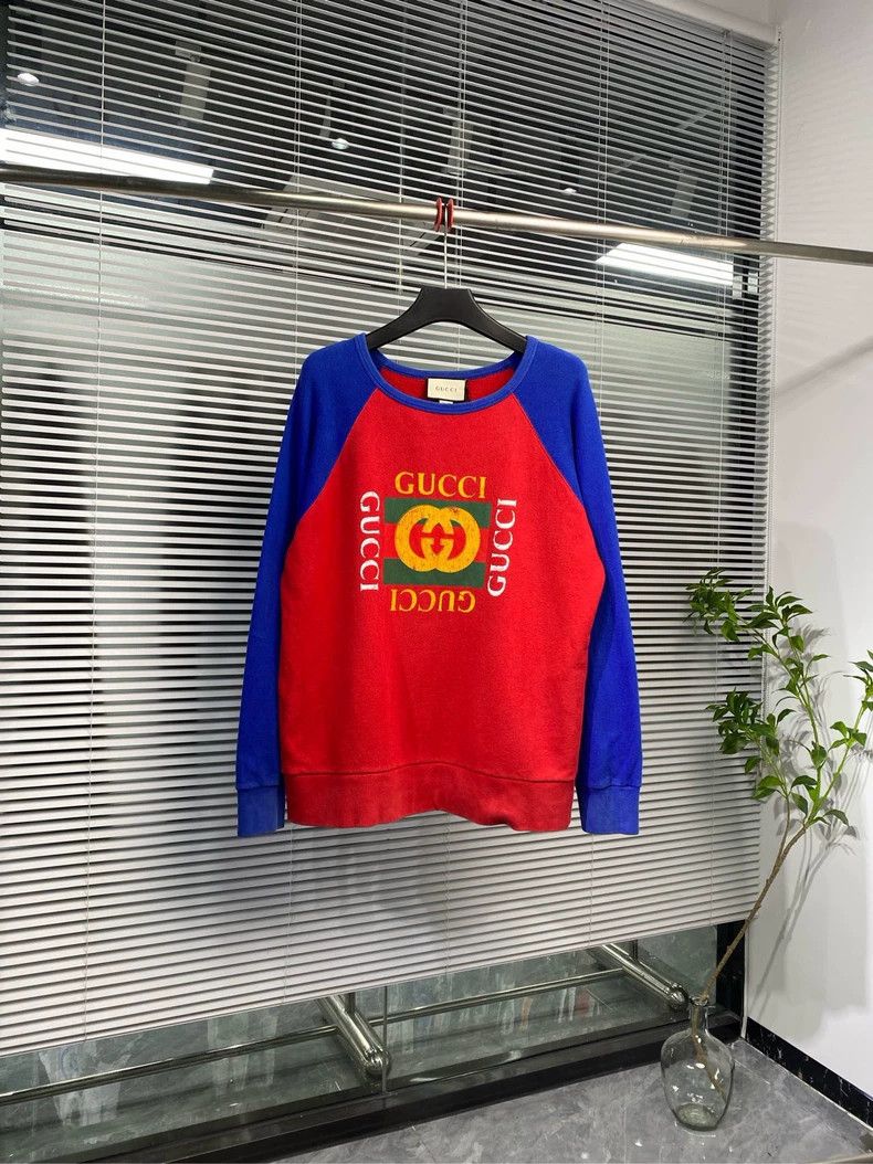 Gucci Double G square logo red and blue stitching sweatshir