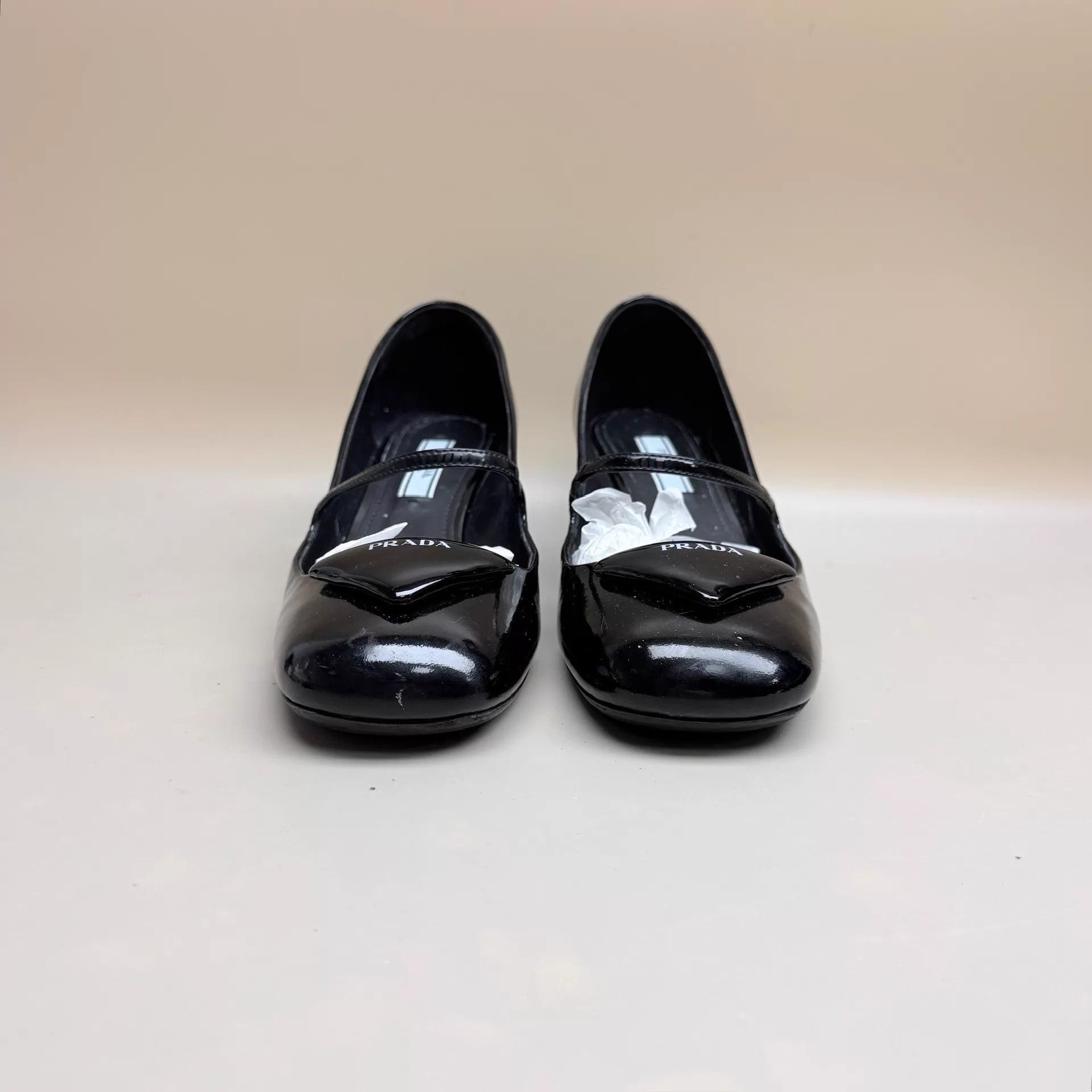 Prada Prada Women's Black & White Triangle Logo Heels Size 35 Size US 4.5 / IT 34.5 - 2 Thumbnail