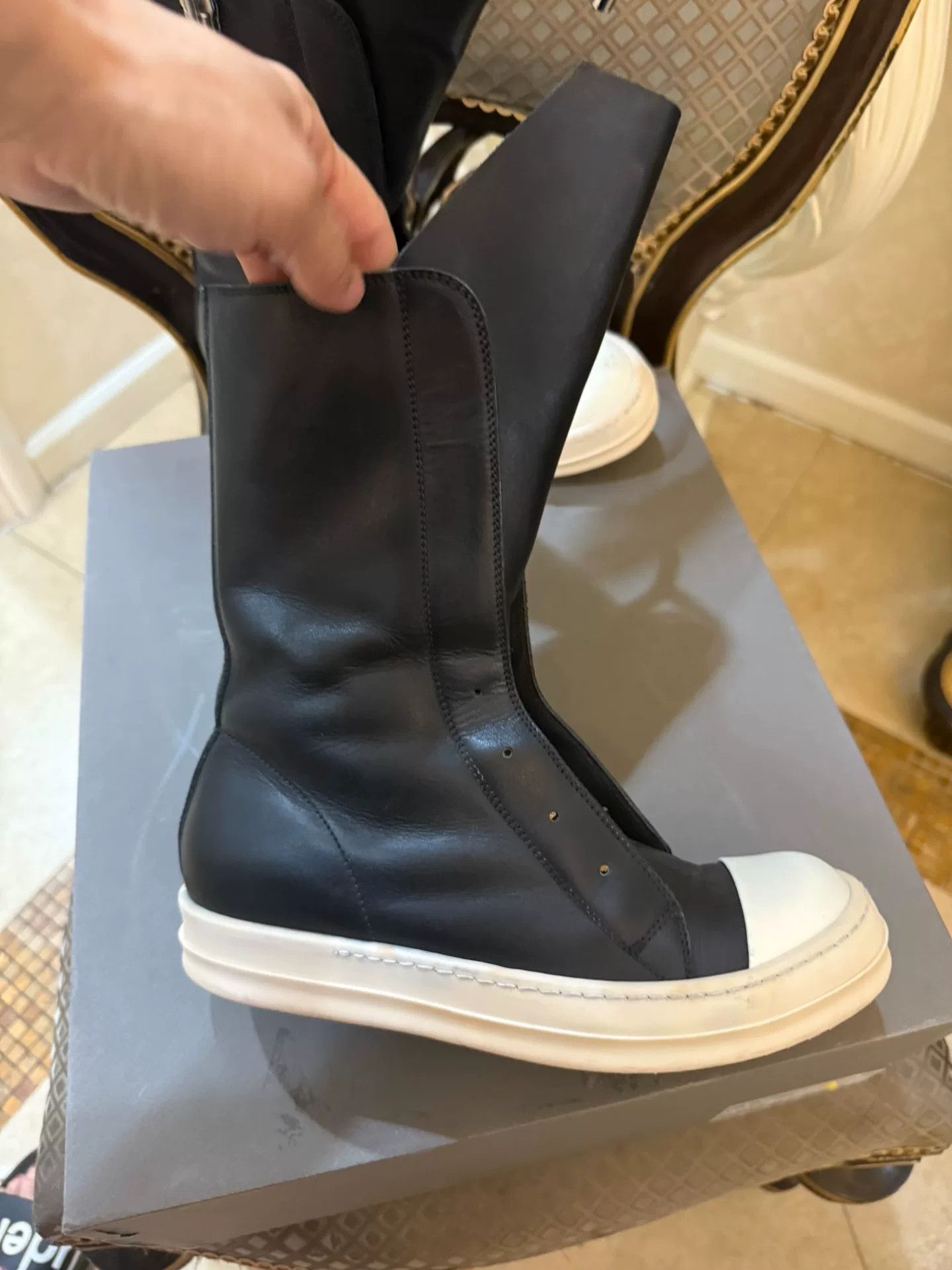 Rick Owens Rick Owens Black Leather Mid-Calf Boots Size US 5 / EU 37 - 3 Thumbnail