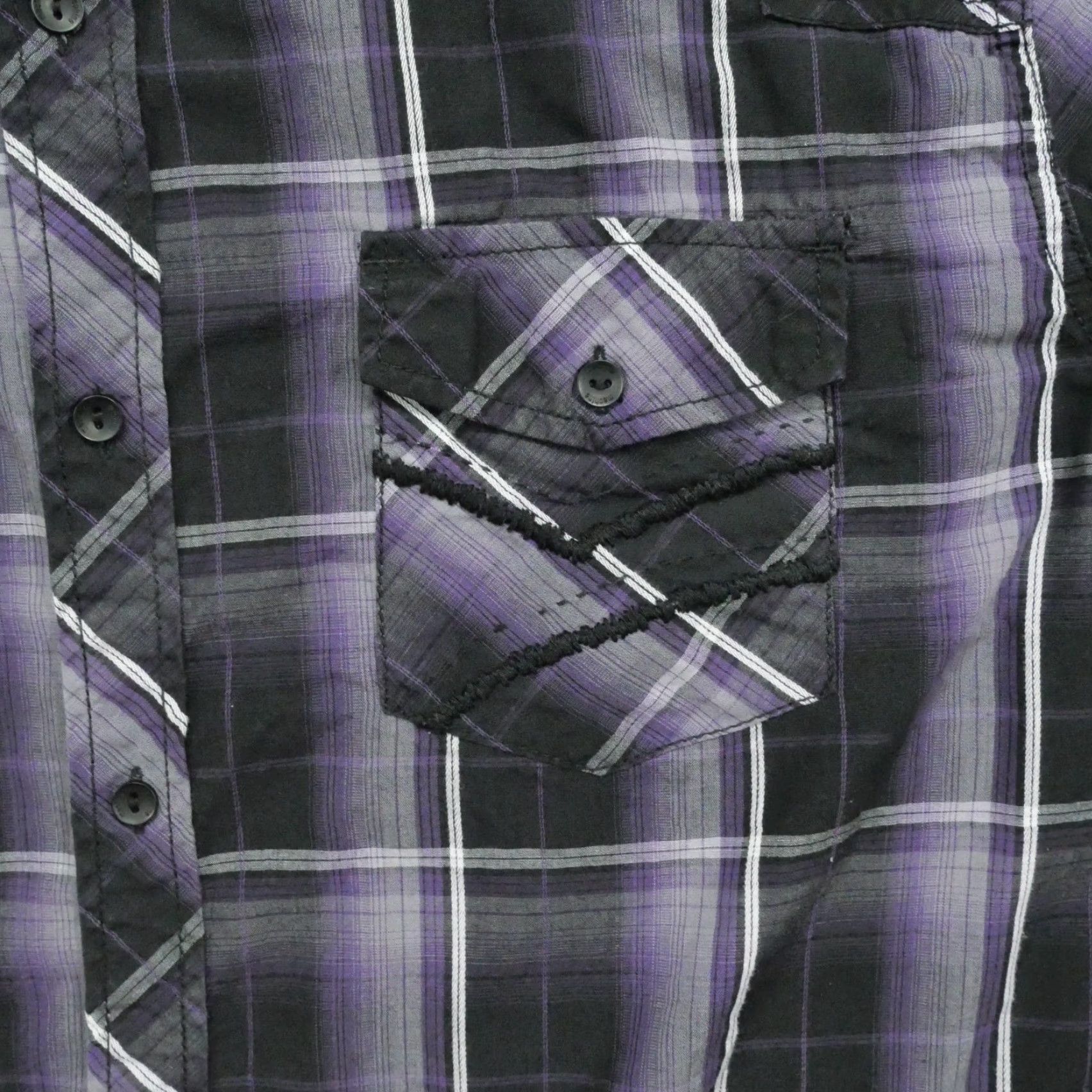 Toy Machine Machine Shirt Mens 2XL XXL Plaid Purple Black Button-Up Western Pocket Collared Button-Up Shirt - Size 2XL - Color Purple - Brand Machine Size US XXL / EU 58 / 5 - 4 Thumbnail