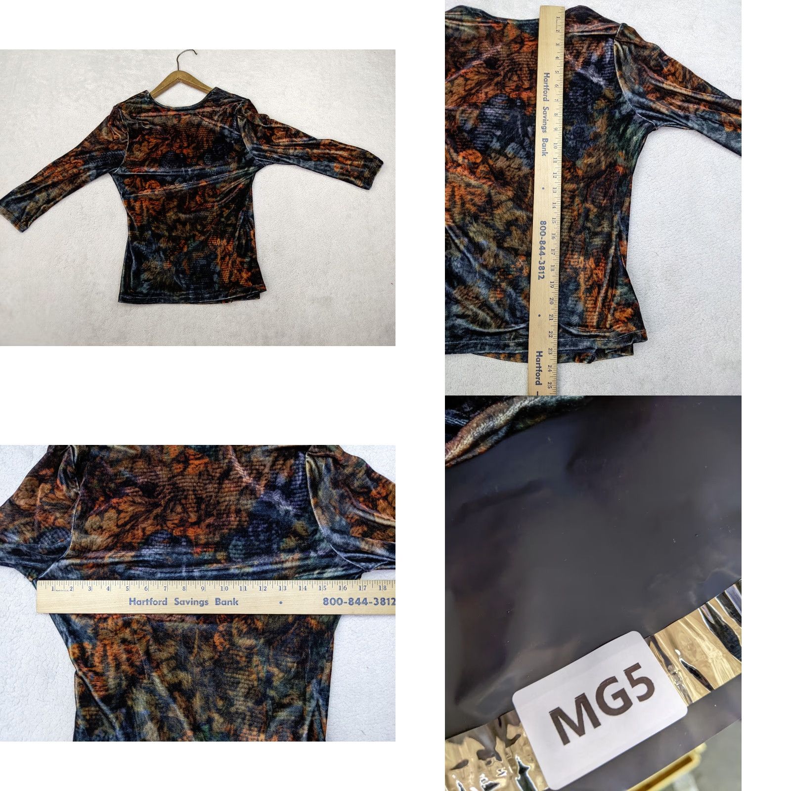 Soft Surroundings Soft Surroundings Womens S Orange Velvet Alyssa Mock Wrap Top V Neck Blouse Tunic Floral 3/4 Sleeve Size S Mens Womens Girls Boys Size S / US 4 / IT 40 - 8 Thumbnail