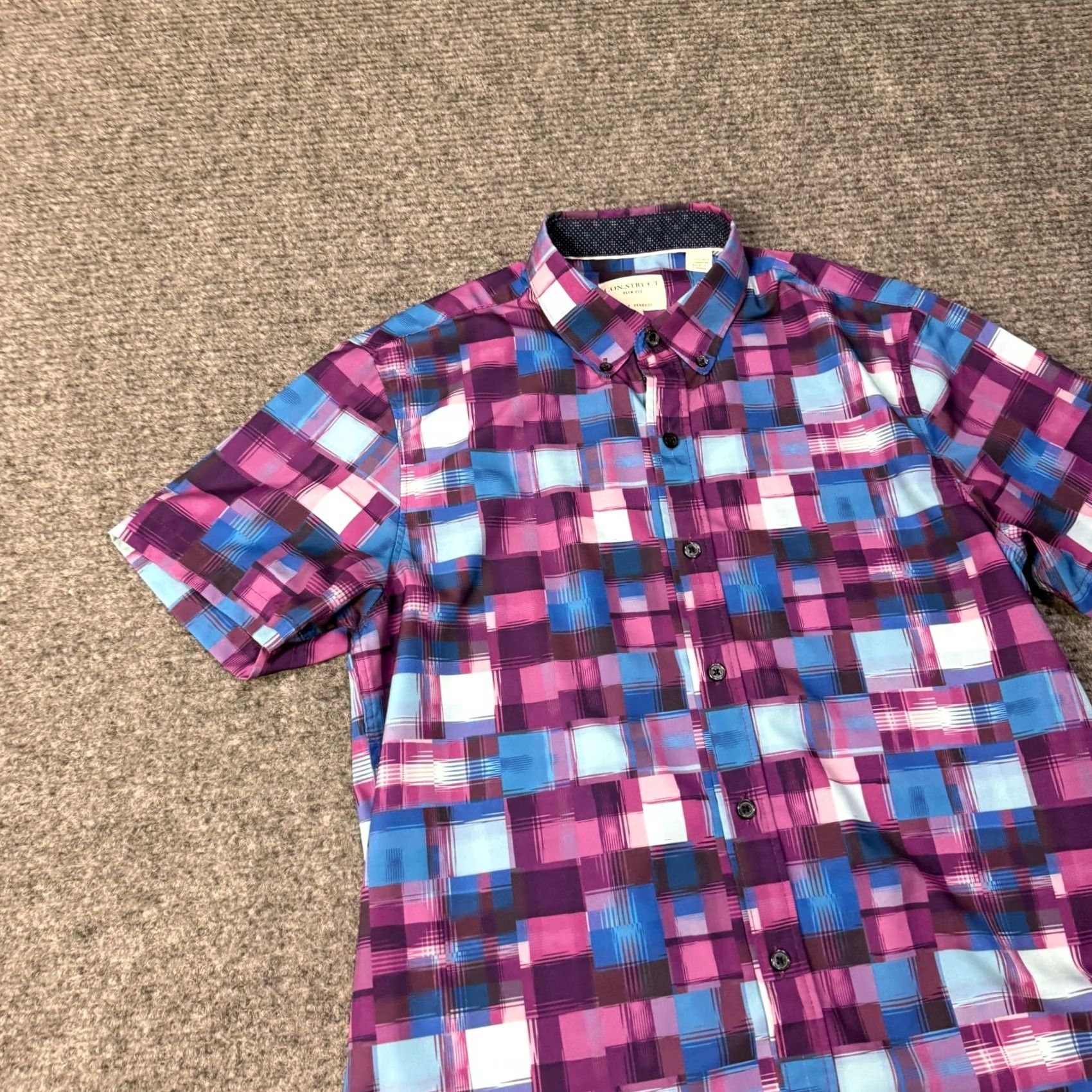 Vintage Construct Shirt Mens Medium Purple Performance Button Up Slim Fit Short Sleeve Size US M / EU 48-50 / 2 - 3 Thumbnail