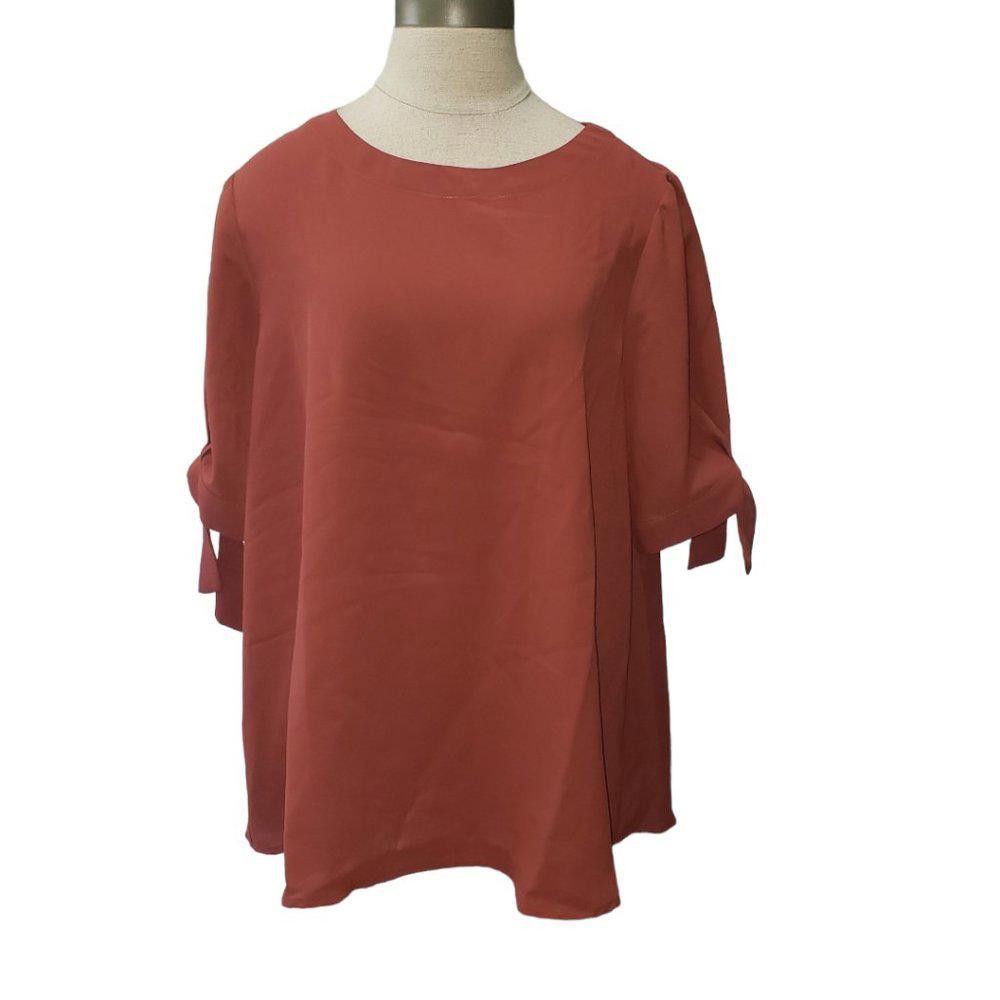 Designer CT239 Everleigh Orange Ladies Short Sleeve Blouse L Size L / US 10 / IT 46 - 1 Thumbnail