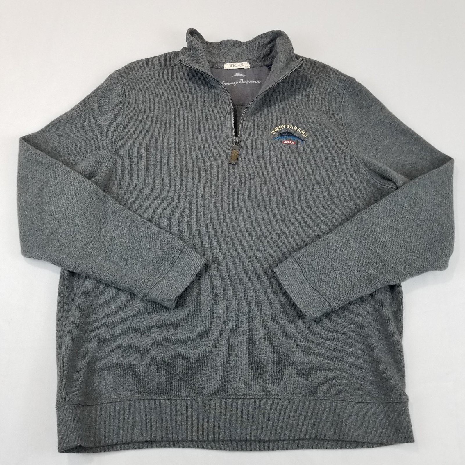 Tommy Bahama Tommy Bahama Relax Sweater Men’s Large Gray 1/4 Zip Pullover Size US L / EU 52-54 / 3 - 1 Thumbnail