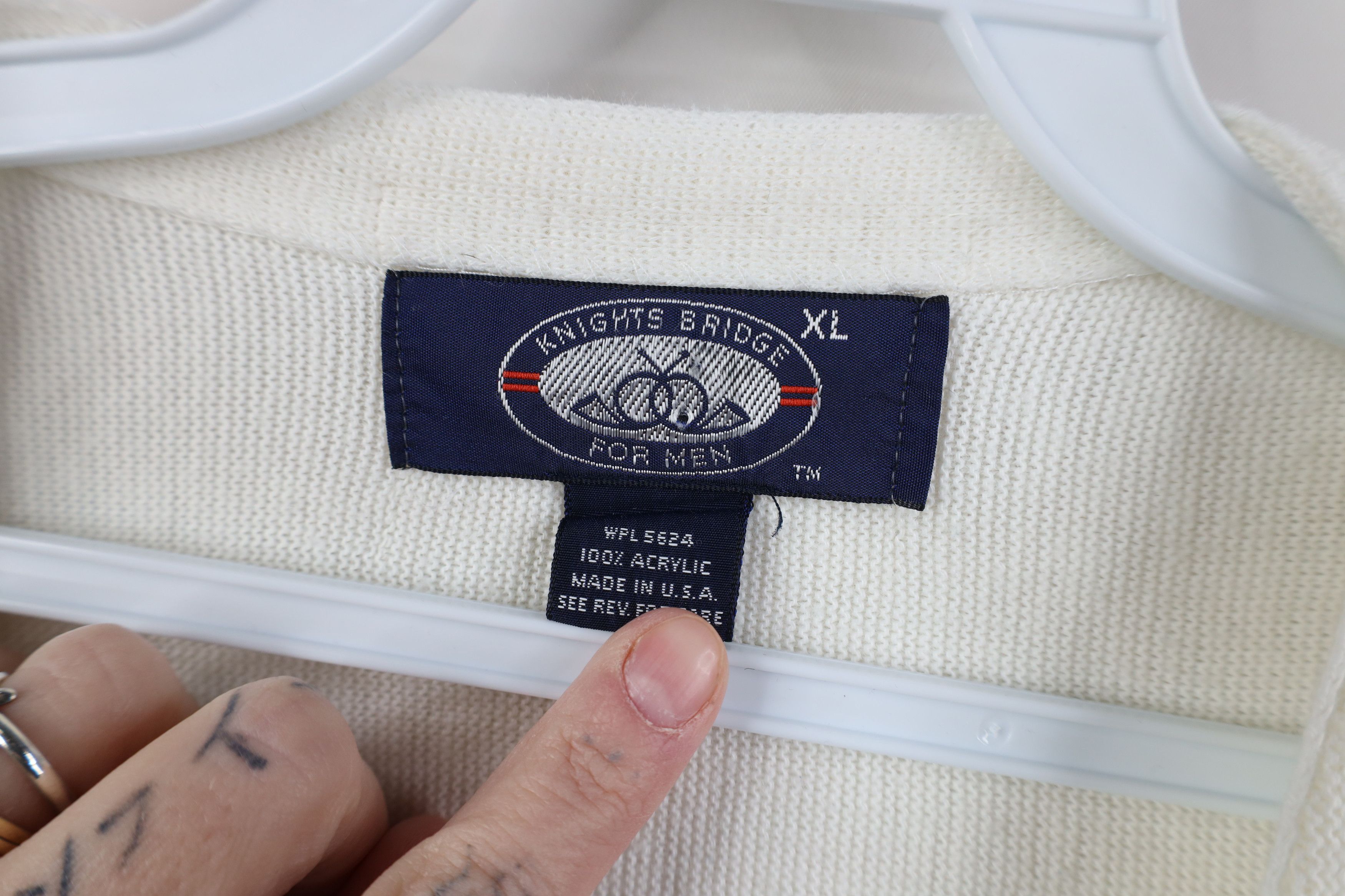 Vintage Vintage 70s Streetwear Blank Knit Cardigan Sweater Cream USA Size US XL / EU 56 / 4 - 7 Thumbnail