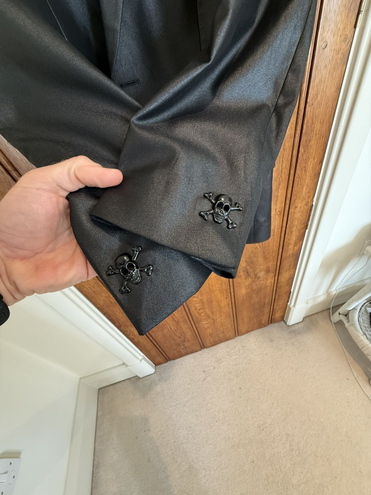 Sir Tom Baker 3k Sir Tom Baker tuxedo leather Fuck you leopard suit jacket Size 38R - 13 Thumbnail