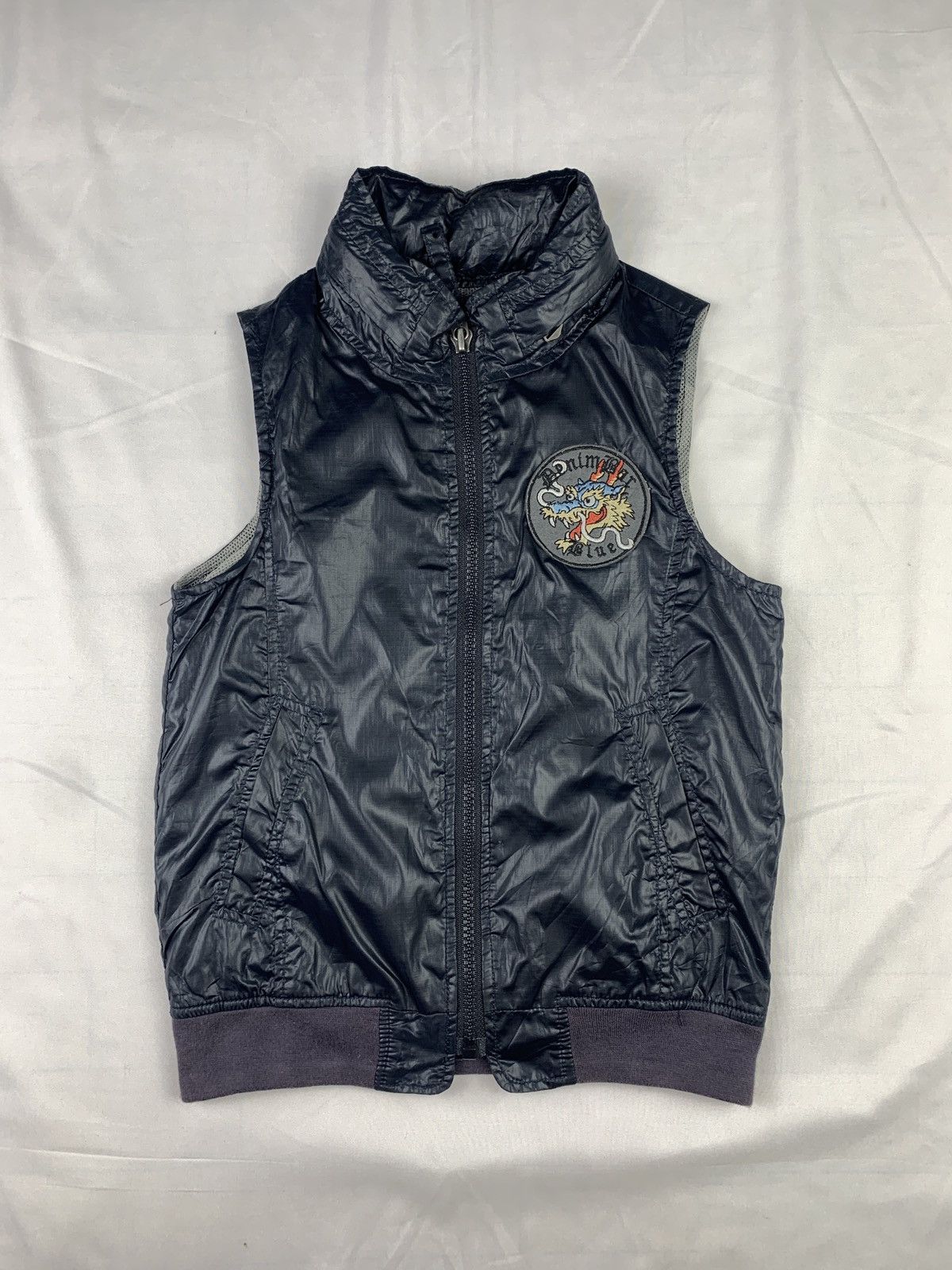 Japanese Brand y2k Denim Bar Black Petite Dragon Embroidered Graphic Vest Size XXS / US 00 / IT 34 - 4 Thumbnail