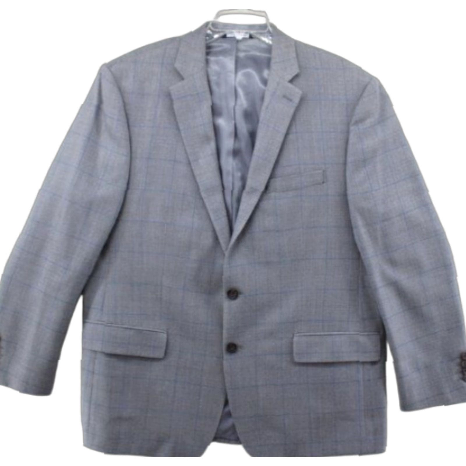 Ralph Lauren Ralph Lauren Blazer Men's 46R Gray W/ Blue Squares Silk Wool Blend Notch Lapel Plaid Size 46R - 1 Thumbnail