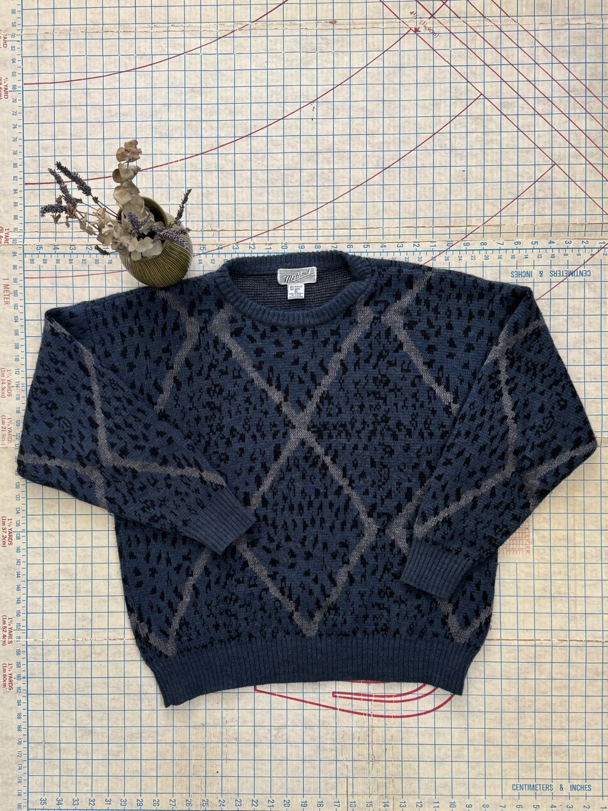 Method × Vintage Vintage Method Argyle Animal Print Knit Sweater Size Large Size US L / EU 52-54 / 3 - 6 Thumbnail