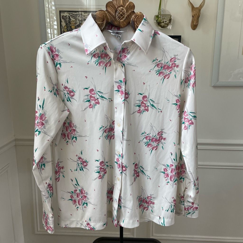 Vintage Vintage 70s Sears Perma Prest Polyester Floral Print Button Size L / US 10 / IT 46 - 2 Thumbnail