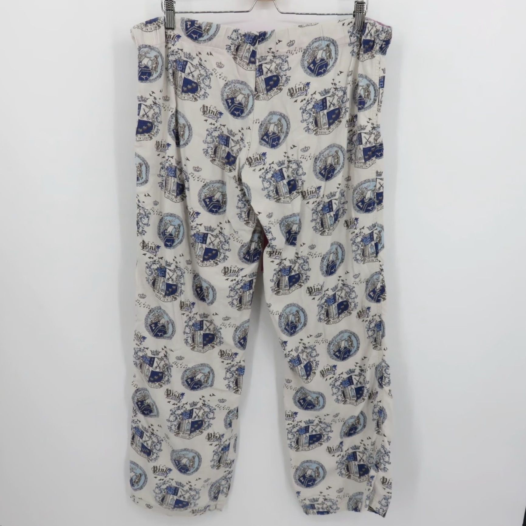 Victoria's Secret VINTAGE Victoria's Secret PINK Women Medium Pajama Pants Blue White Royal Crest Lounge Sleepwear Size 32" / US 10 / IT 46 - 7 Thumbnail