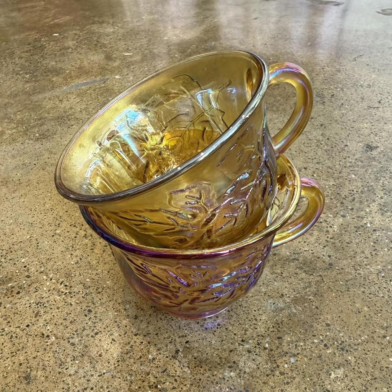 Designer Set of 2 Carnival Glass Teacups Size ONE SIZE - 2 Thumbnail