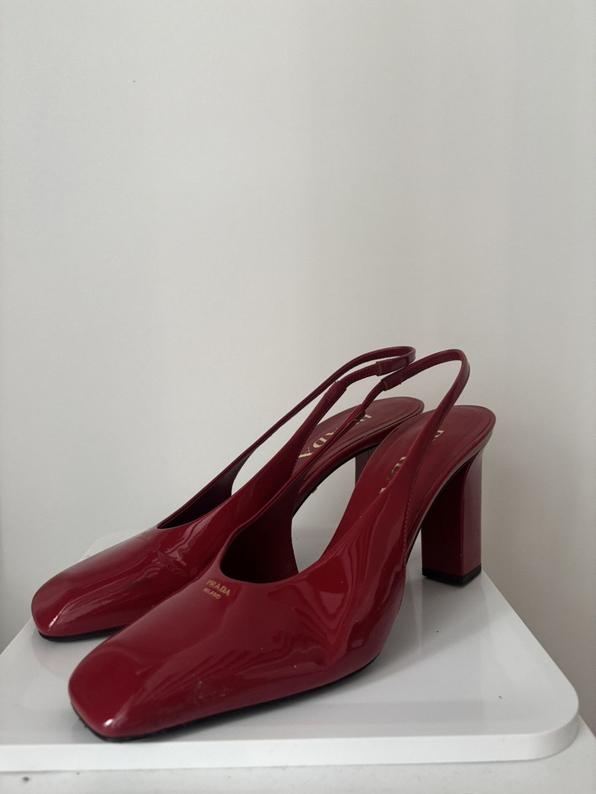 Prada Prada Red Patent Leather Slingback Pumps 36.5 Size US 6.5 / IT 36.5 - 4 Thumbnail