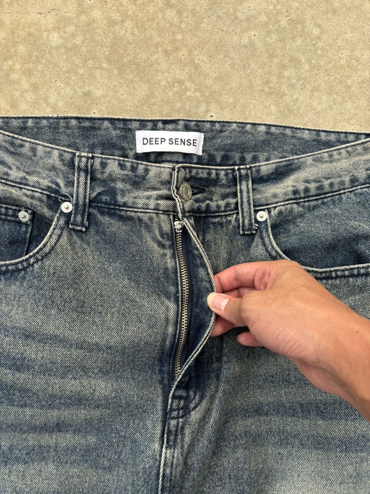 If Six Was Nine Rare DEEP SENSE Design Baggy Denim Blue Jeans Size US 34 / EU 50 - 6 Thumbnail