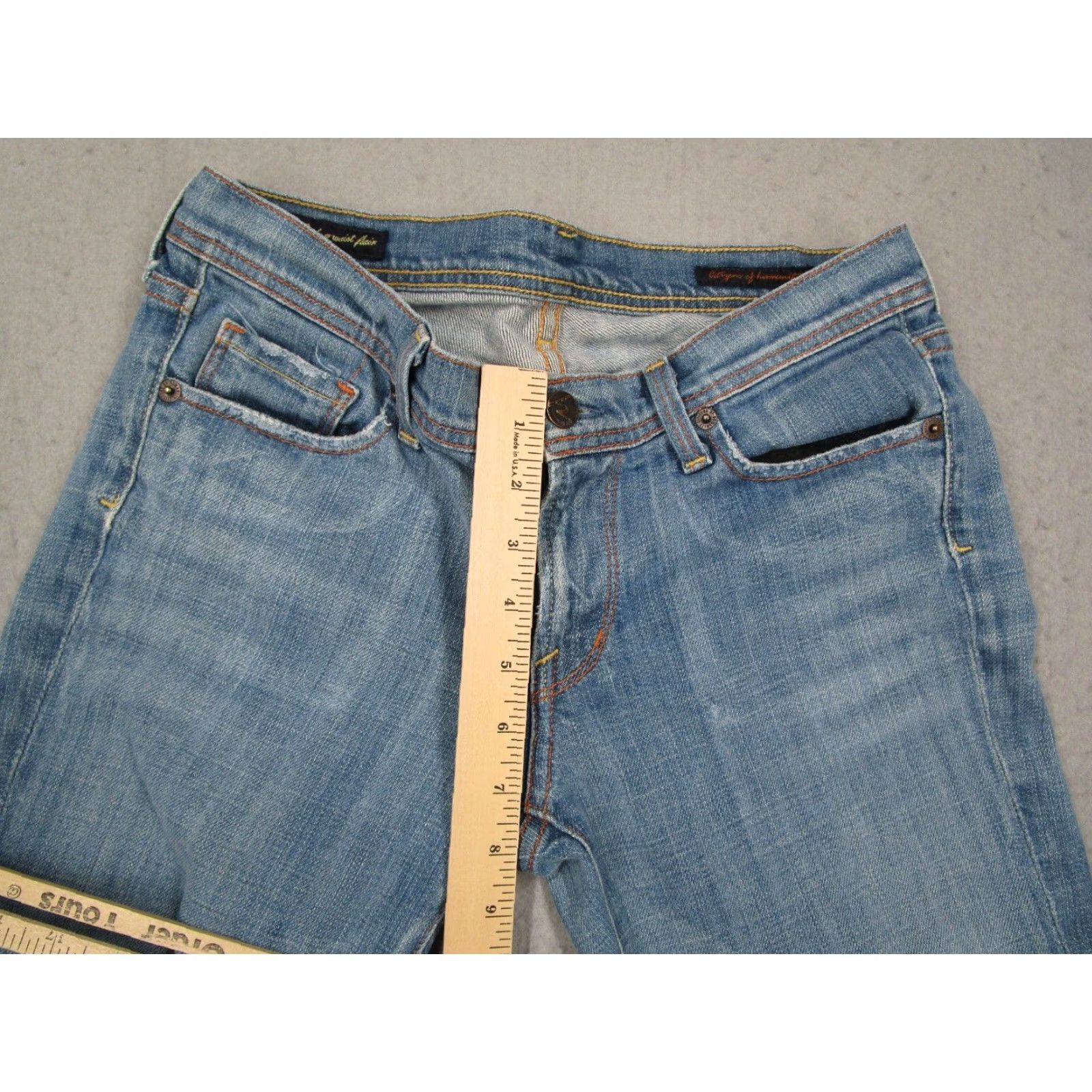 Citizens Of Humanity Citizens of Humanity Women's Blue Low Waist Flared Jeans Distressed Cotton Blend Size 28 Size 28" / US 6 / IT 42 - 6 Thumbnail