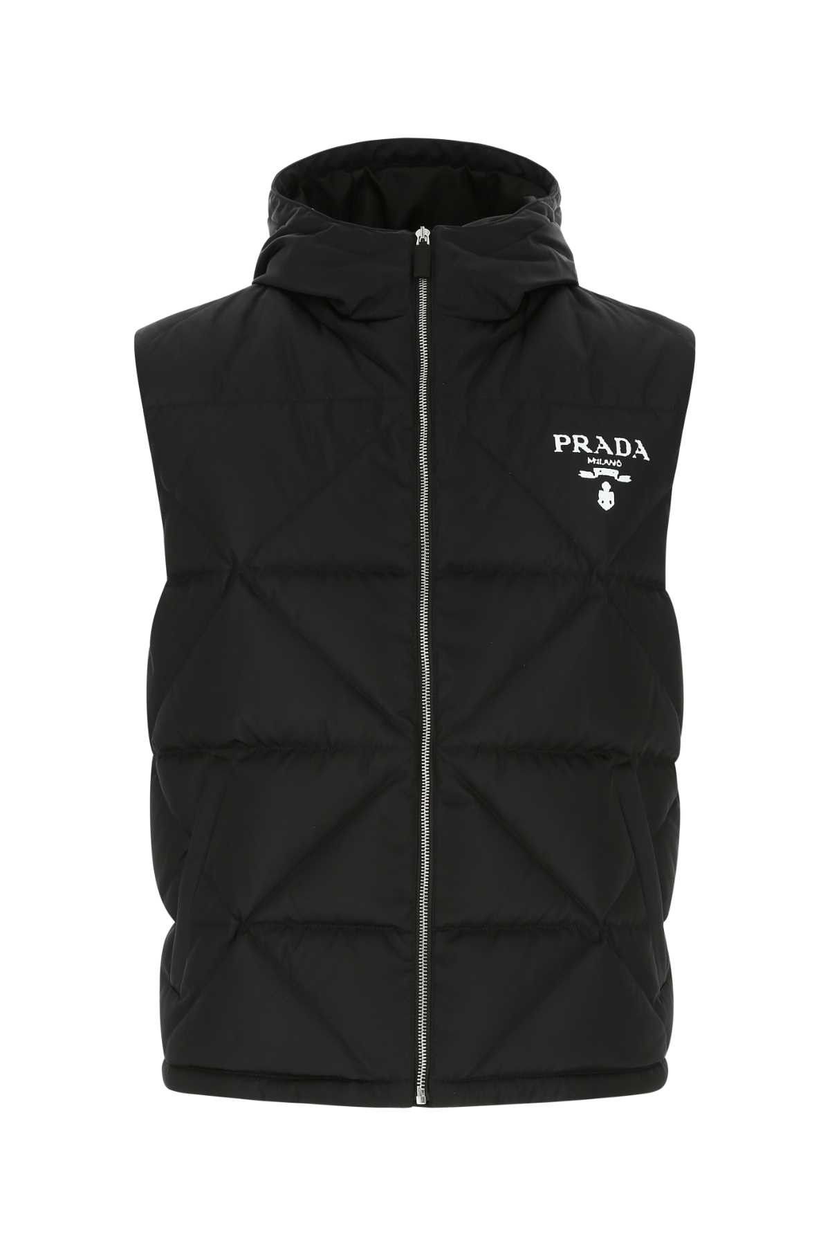 Image of Prada Black Re-Nylon Sleeveless Down Jacket, Men's (Size 2XL)