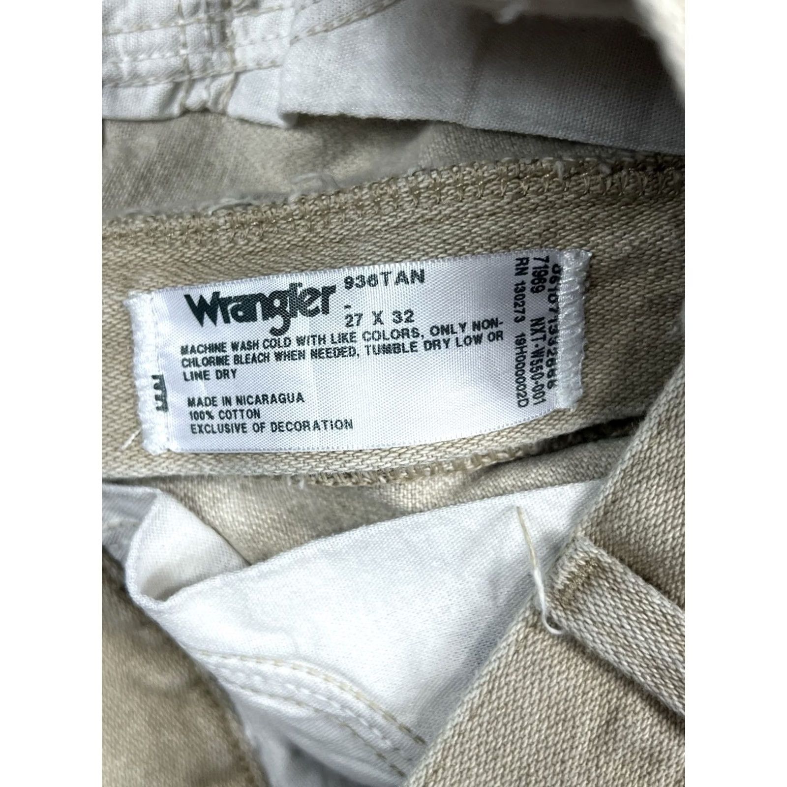 Wrangler Wrangler Cowboy Cut Jeans Straight Leg 27x32 Men Tan Denim 5-Pocket Zip Regular Inseam 32 Beige Cowboy Theme CN Mexico Brand Wrangler 936 Size US 27 - 7 Thumbnail