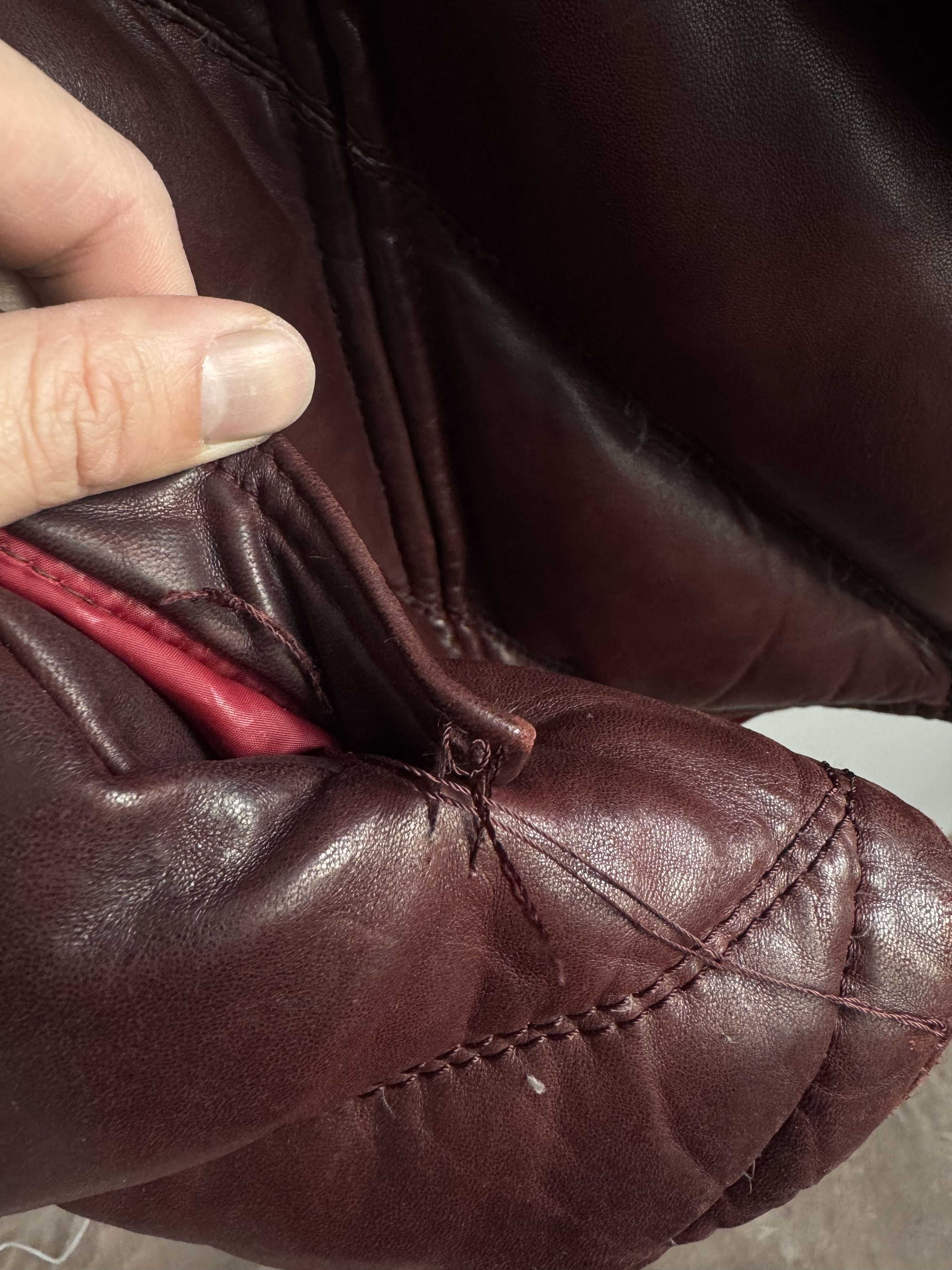Schott Schott Leather Down Puffer Burgundy Jacket Size XXL Size US XXL / EU 58 / 5 - 5 Thumbnail