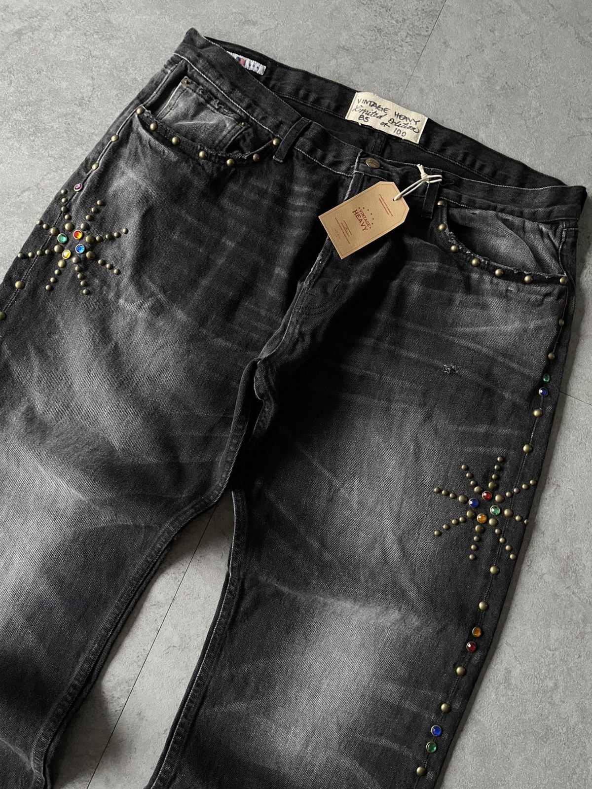 Other VINTAGE HEAVY TV LEROY RHINESTONES JAPANESE DENIM JEANS💫 Size US 36 / EU 52 - 3 Thumbnail