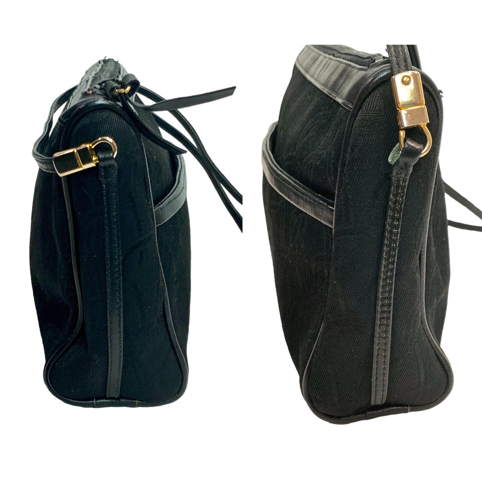 Vintage Vintage Black Signature Fabric Shoulder Bag Leather Trim Size ONE SIZE - 5 Thumbnail