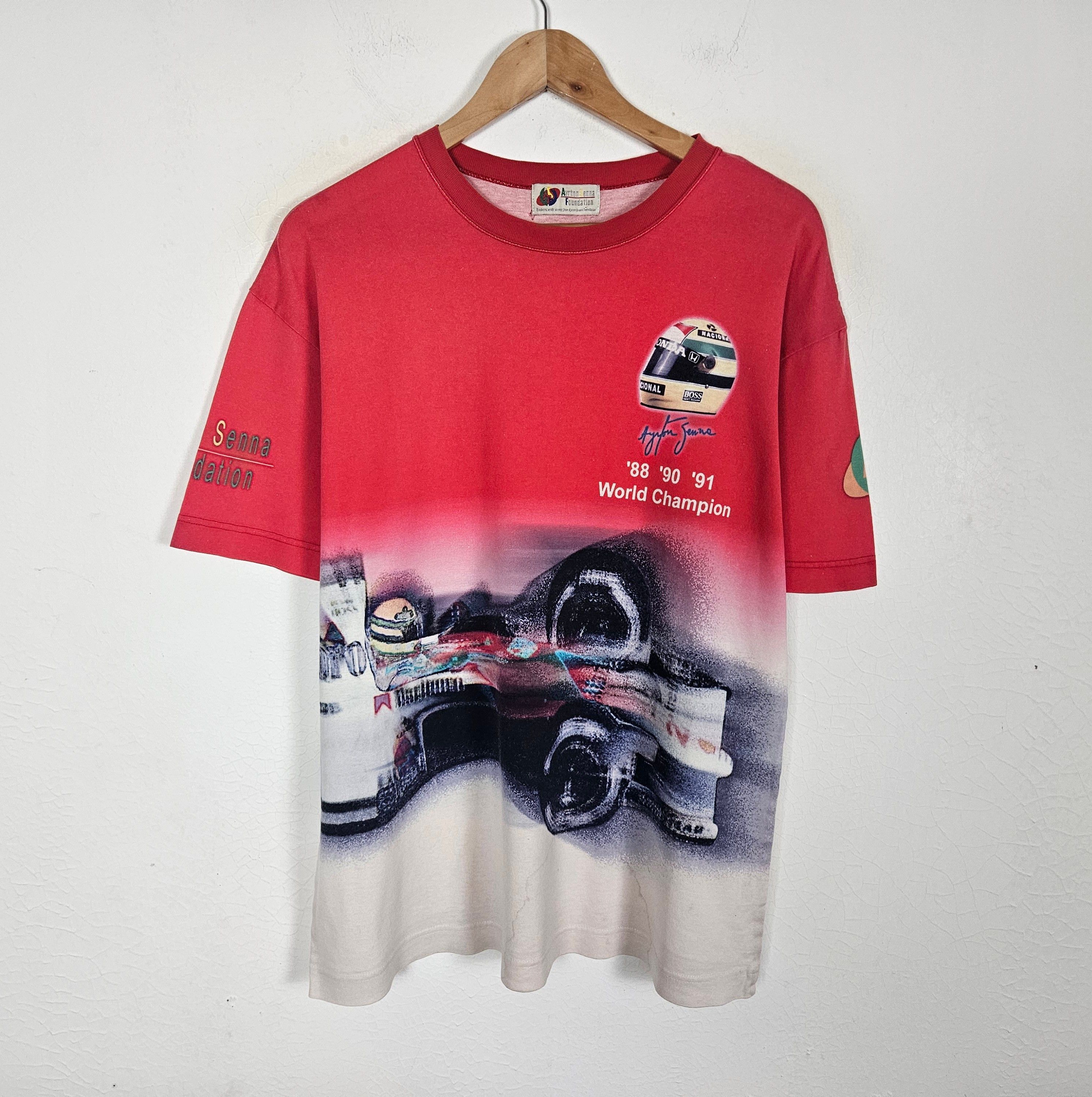 Formula 1 × Vintage Vintage 90s Ayrton Senna Fullprint F1 Racing shirt Size US L / EU 52-54 / 3 - 2 Thumbnail