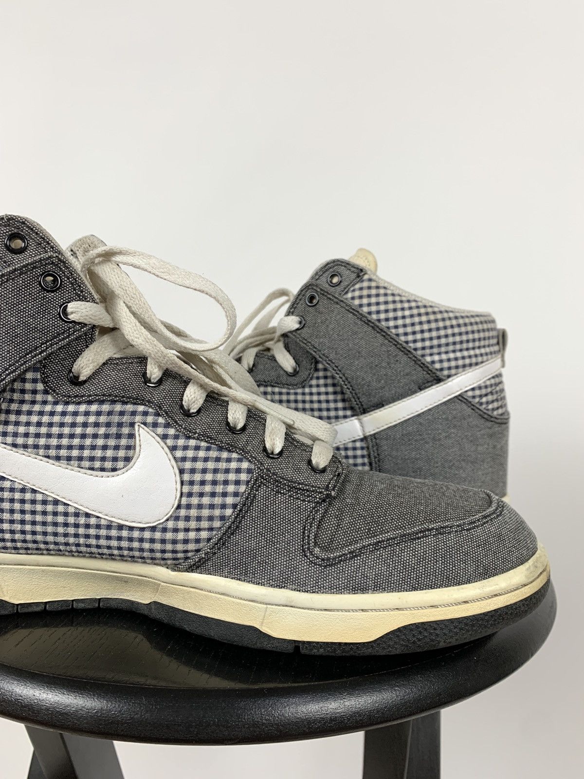 Nike Rare Nike High Dunk Checkered Denim Sneakers Size US 11 / EU 44 - 17 Thumbnail