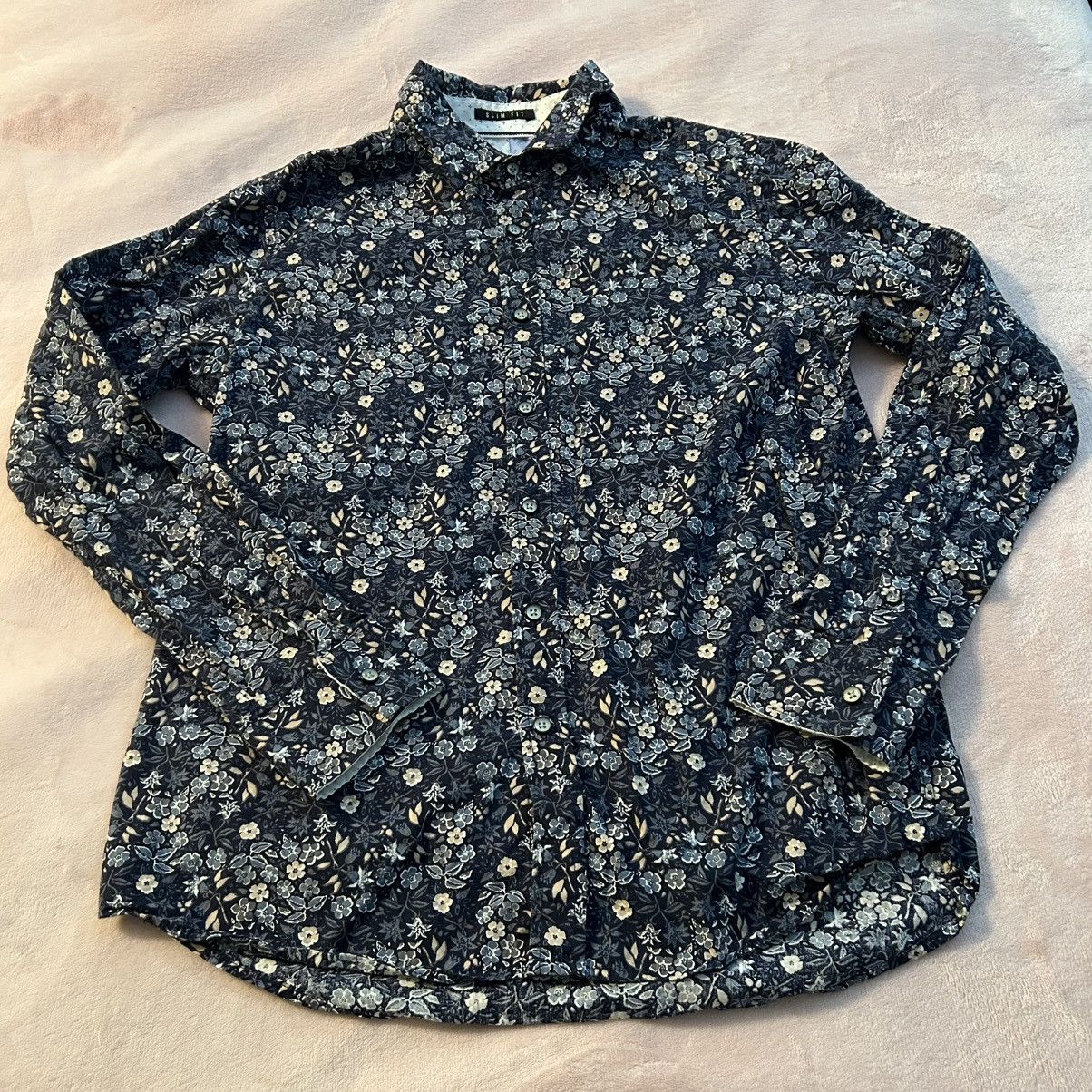 Eighth Avenue Eighth Avenue navy floral print long sleeve button up M slim Size US M / EU 48-50 / 2 - 1 Thumbnail
