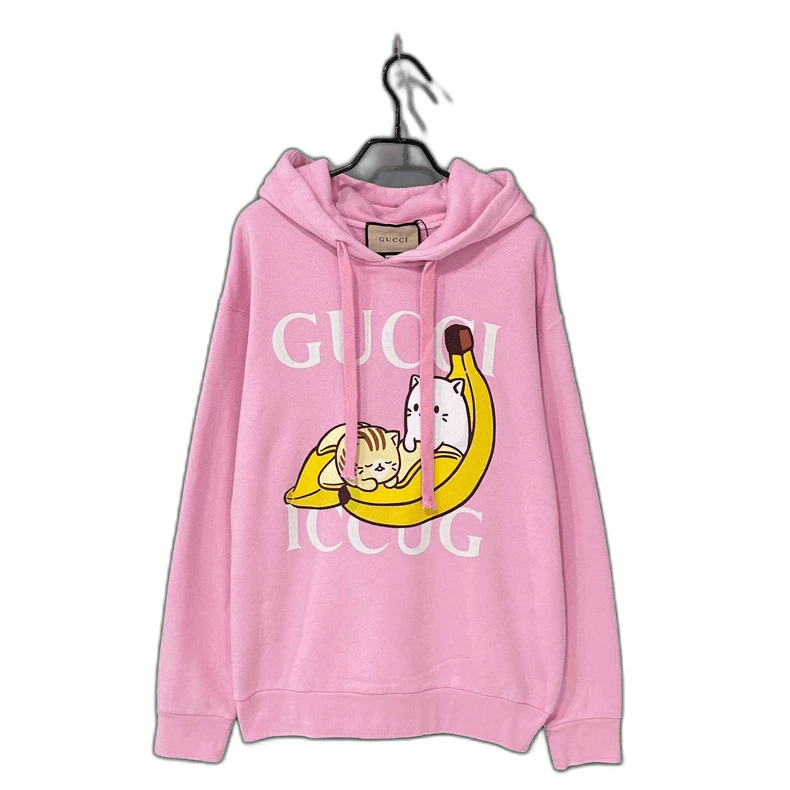 Gucci Pink Gucci Banana Cat Logo Hoodie-2505 Size XS / US 0-2 / IT 36-38 - 1 Thumbnail