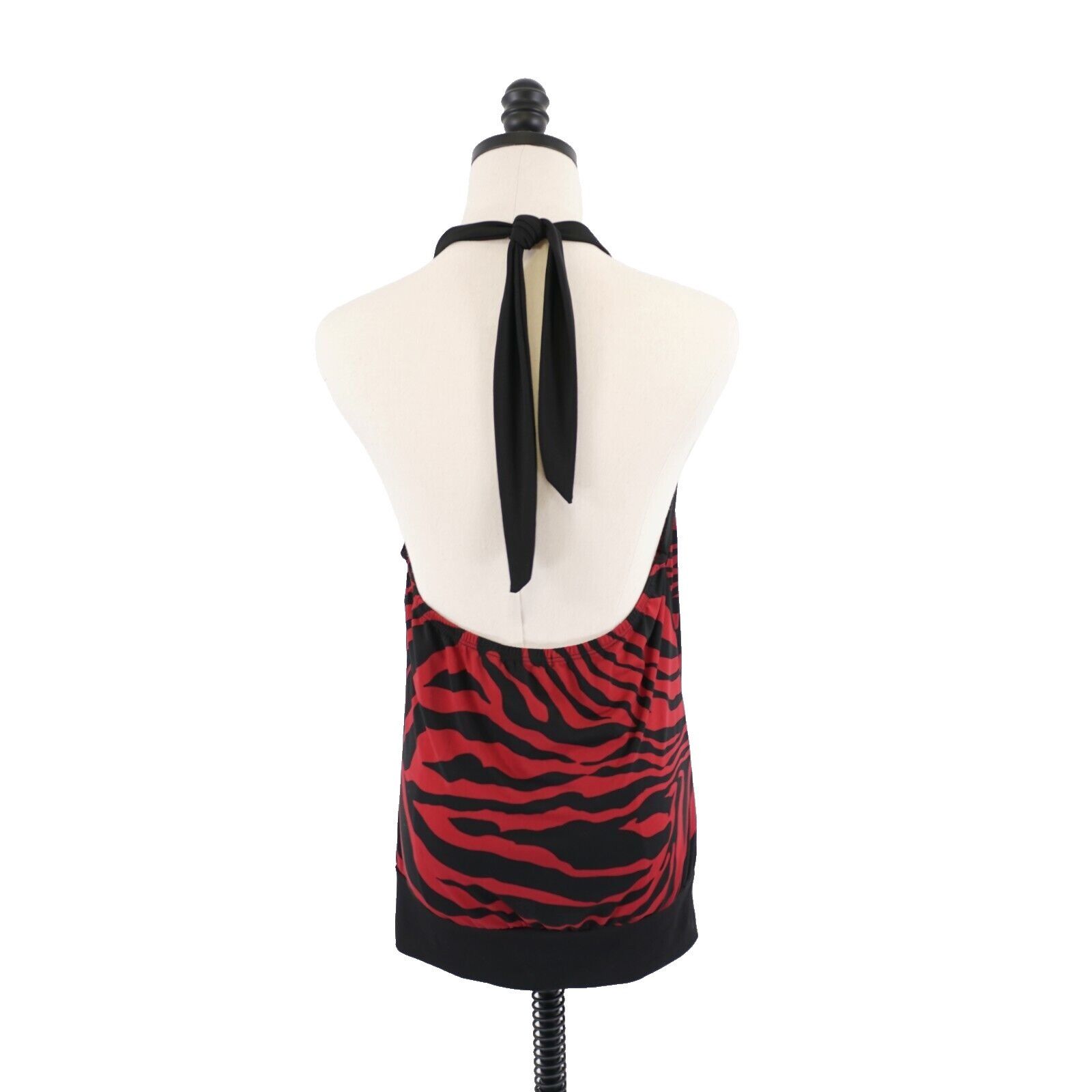 Designer Fleurish Large Red Black Zebra Stripe Halter Top / Mini Dres Size L / US 10 / IT 46 - 5 Thumbnail