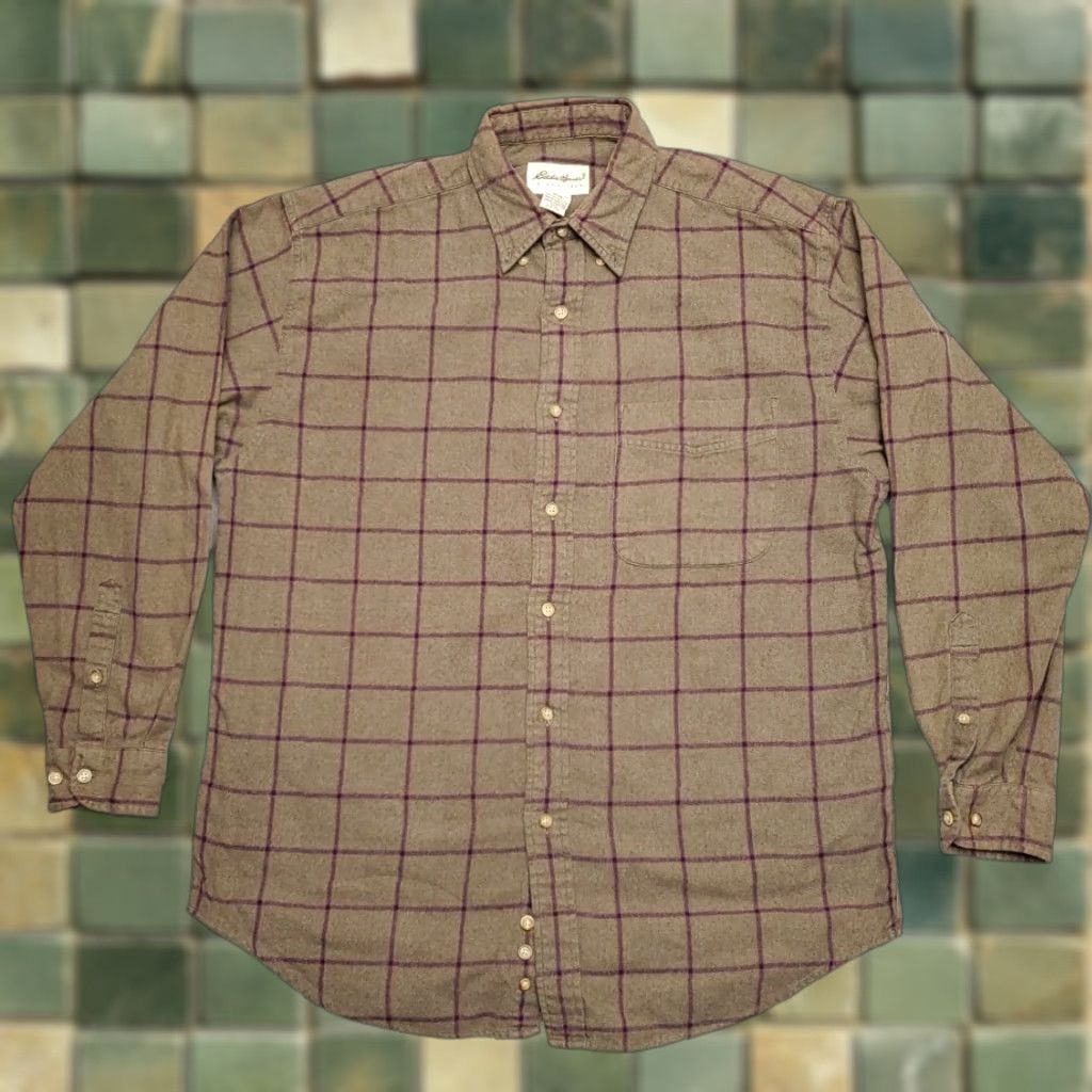 Eddie Bauer VINTAGE Eddie Bauer Shirt Mens M Green Plaid Outdoors Flannel Y2K Grunge Size US M / EU 48-50 / 2 - 1 Thumbnail