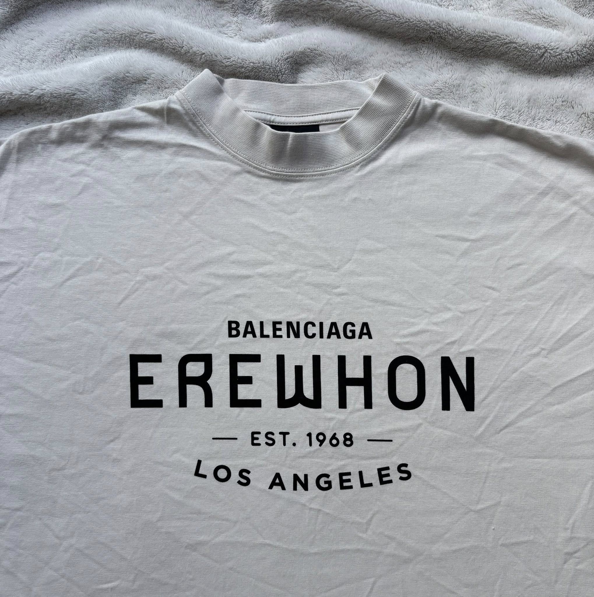 Balenciaga 3-4XL - Balenciaga x Erewhon LA Cream/Black Logo Tee Size US XXL / EU 58 / 5 - 2 Thumbnail