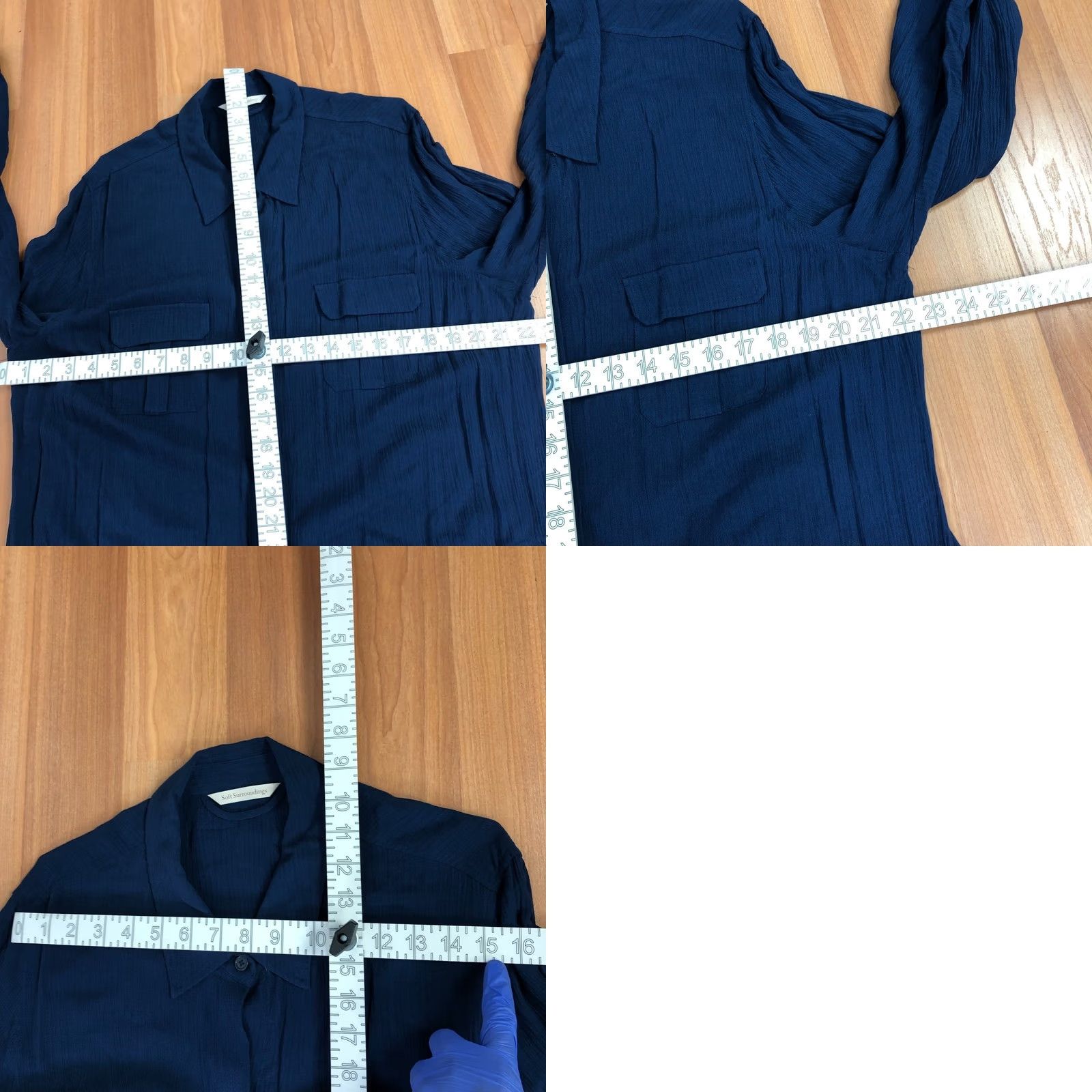 Soft Surroundings Soft Surroundings Dress Maxi Women's XL 100% Rayon Button Front Crinkle Blue Long Sleeve Round Neck Casual Summer Winter Spring Fall Size XL / US 12-14 / IT 48-50 - 9 Thumbnail