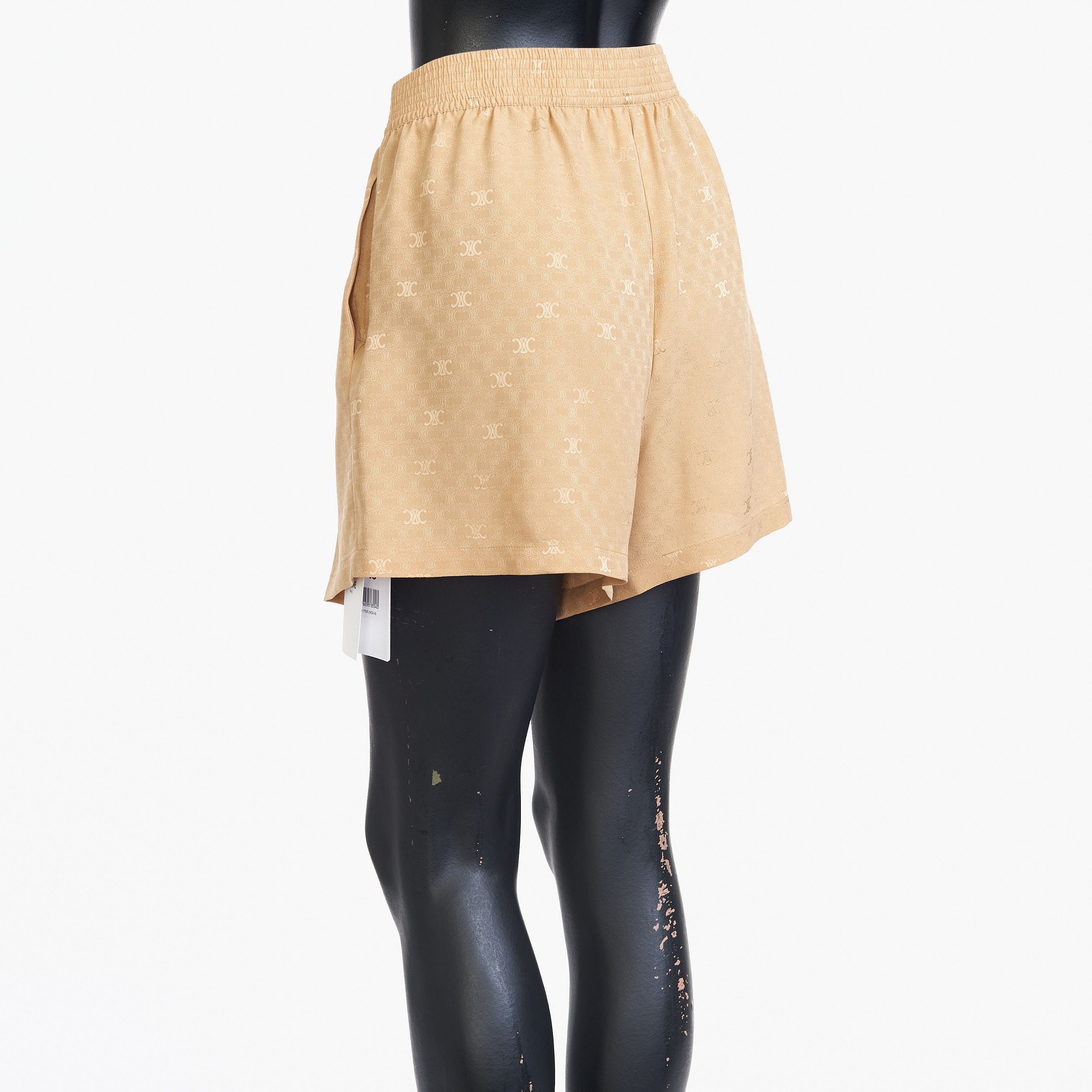 Celine Triomphe Shorts In Caramel Shiny Matte Silk Size 28" / US 6 / IT 42 - 6 Thumbnail