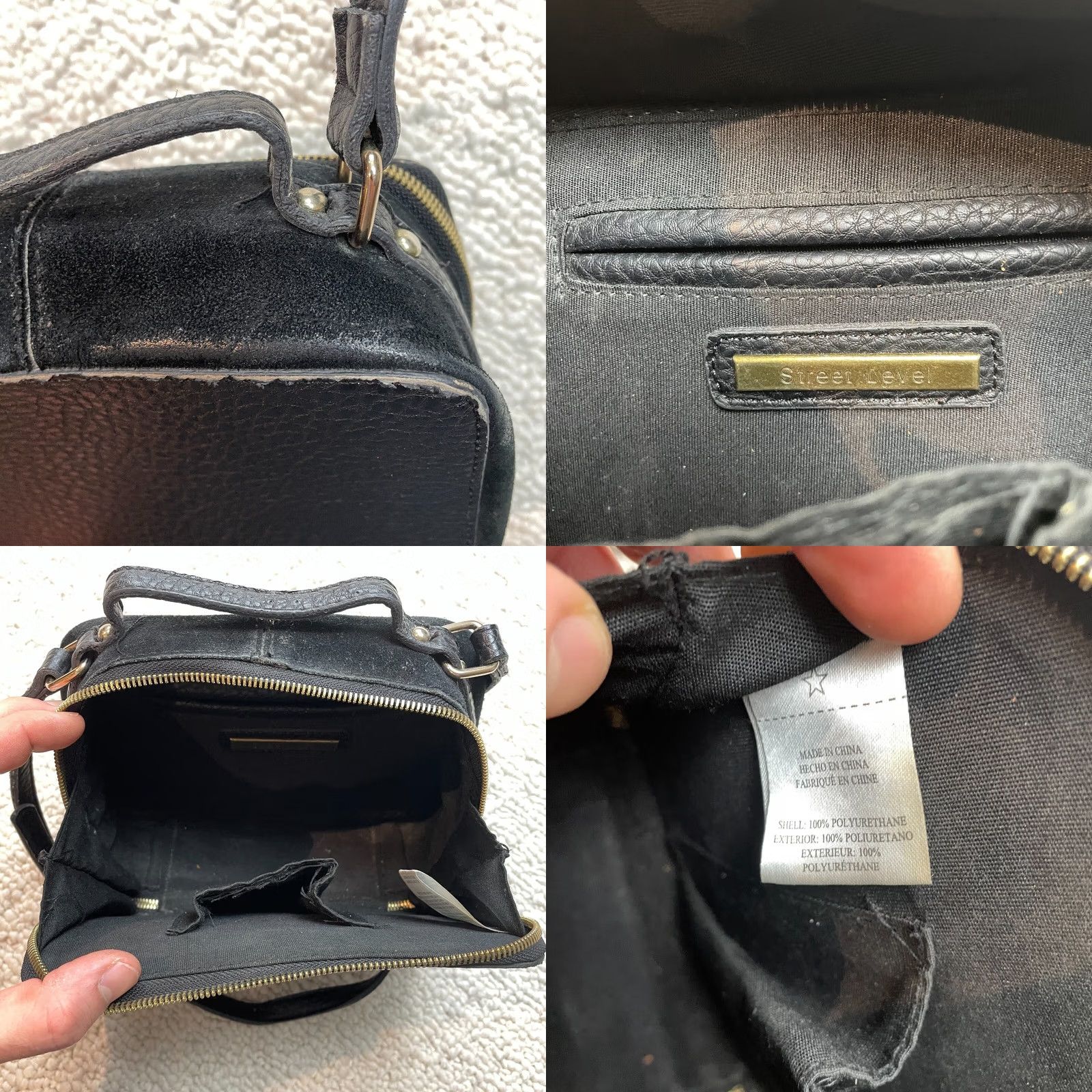 Vintage Street Level Clutch Bag Black PU Leather Shoulder Strap Zip Small Handbag Womens Purse Size ONE SIZE - 9 Thumbnail