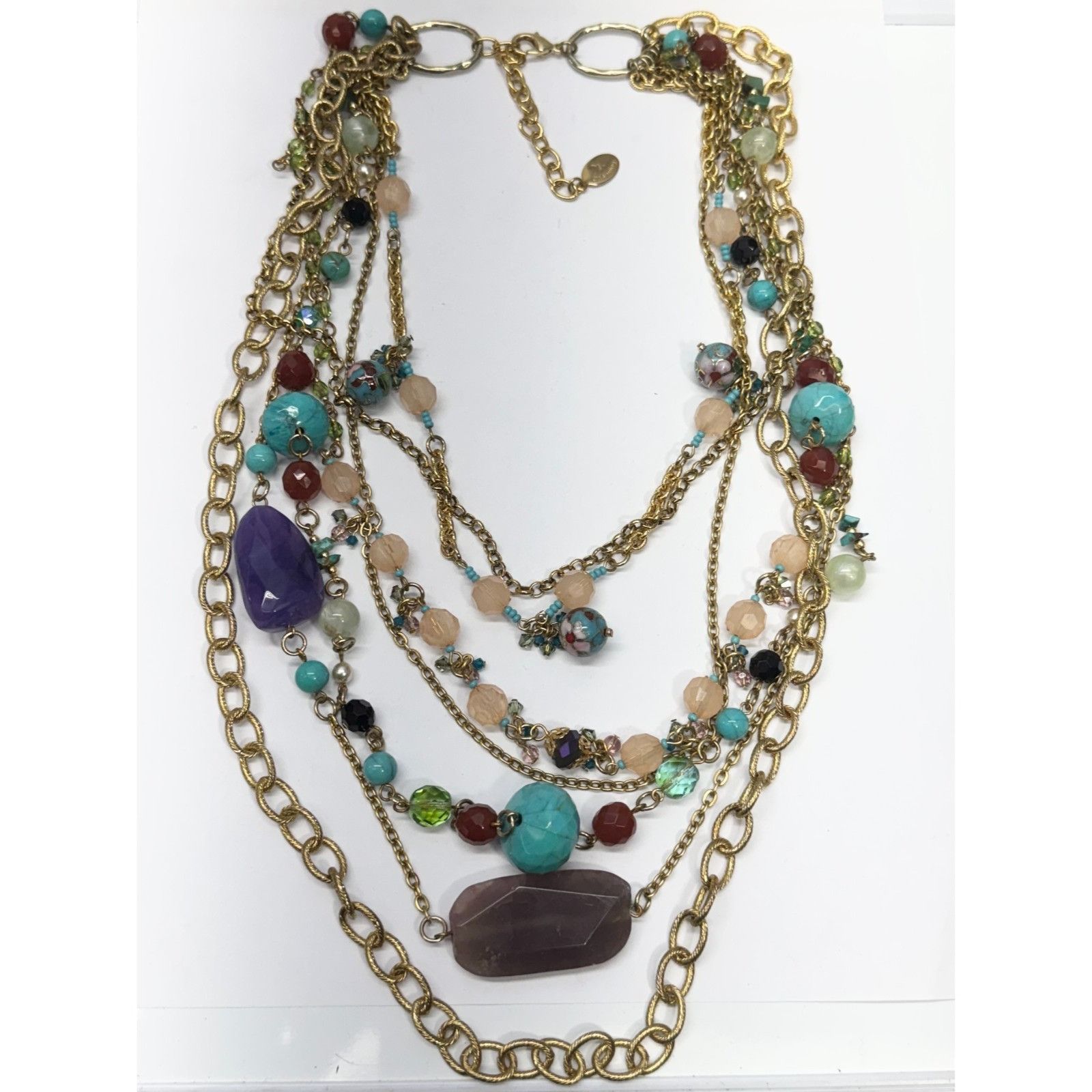 Vintage Vintage Crystal cloisonné beaded multi strand chain necklace Size ONE SIZE - 4 Thumbnail