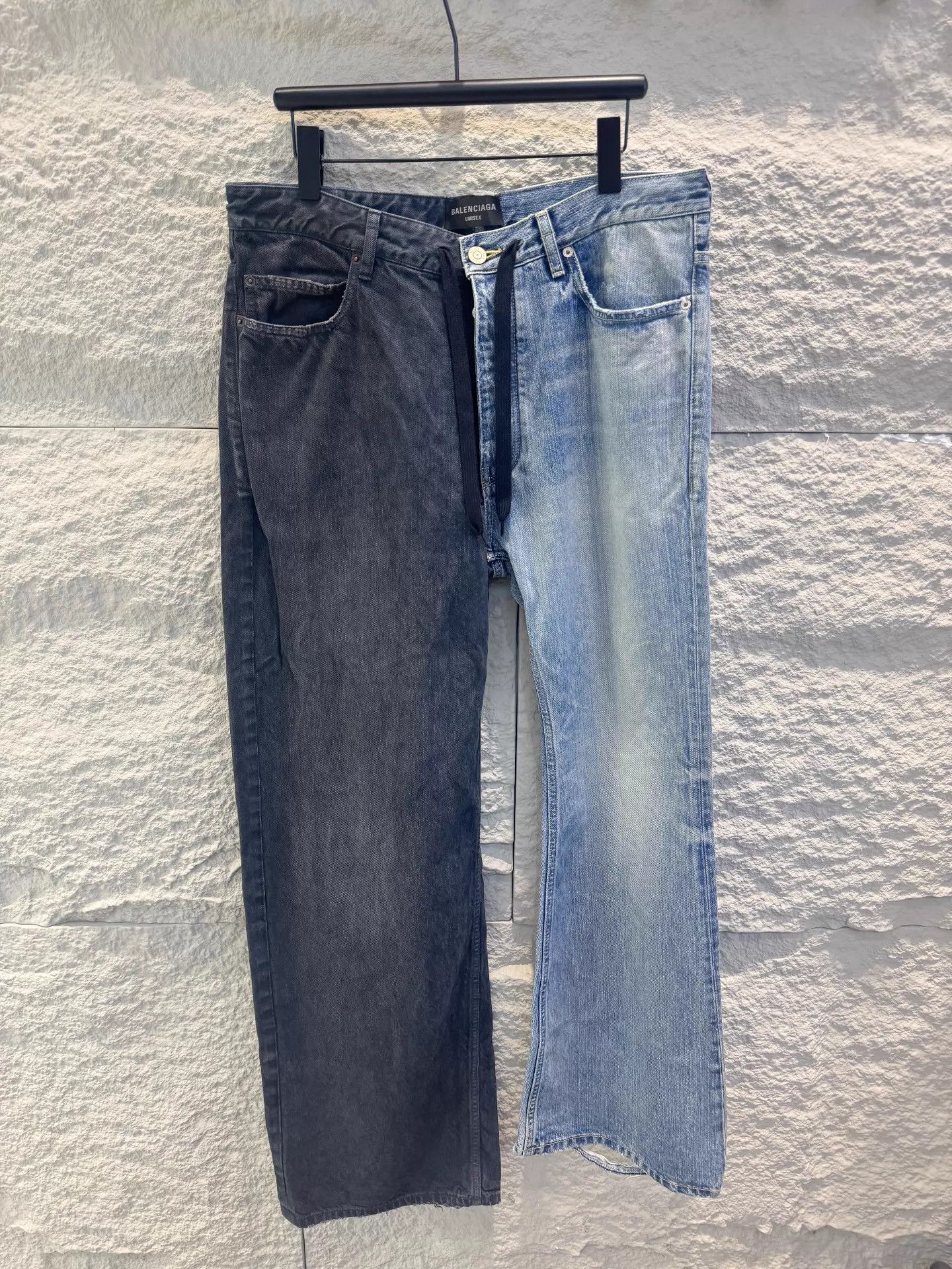 Balenciaga Balenciaga Black-Blue Colorblock Wide Jeans S (Runway) Size 26" / US 2 / IT 38 - 1 Thumbnail