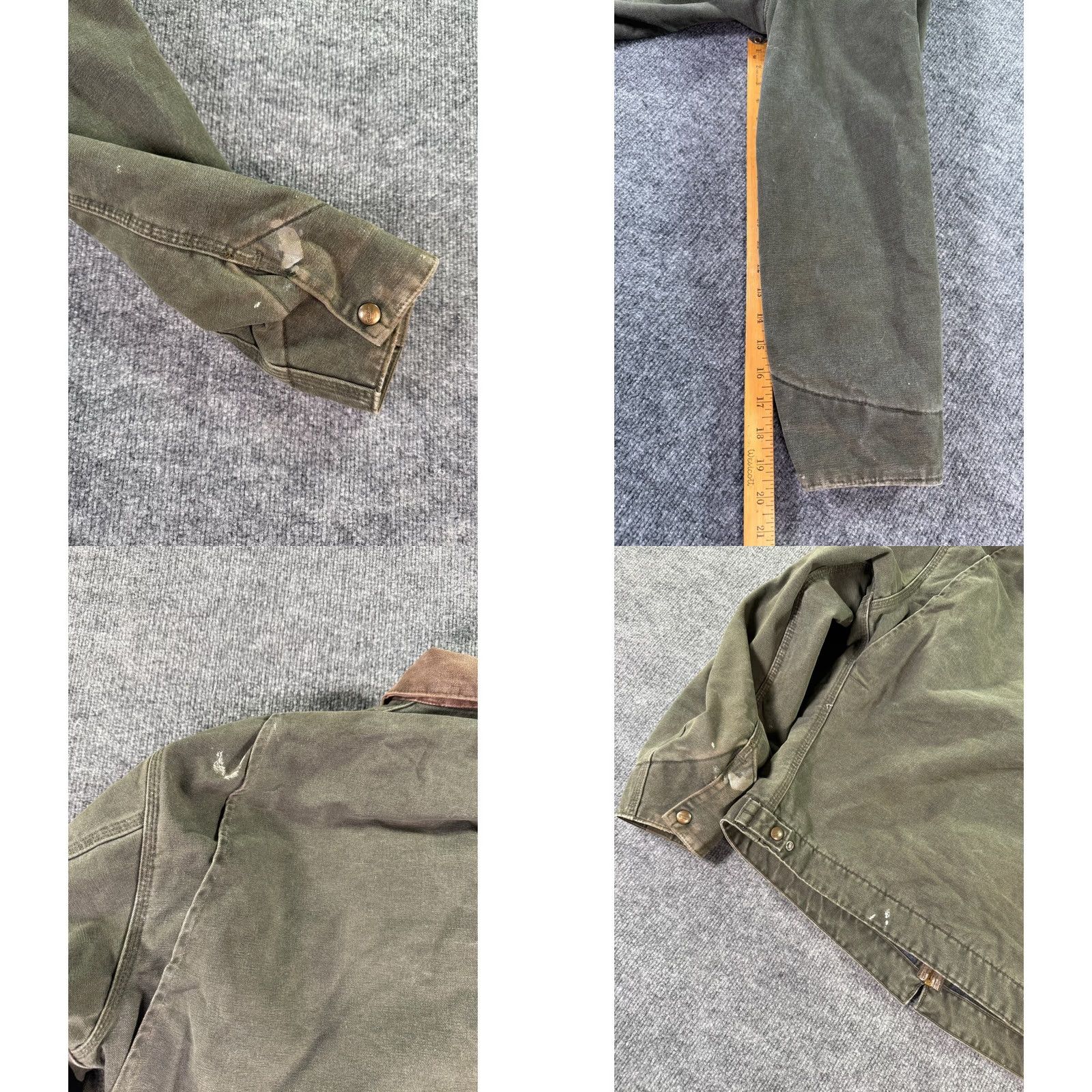 Carhartt VINTAGE Carhartt Detroit Jacket Mens L Moss Green Distressed Blanket Lined Duck J97 Size US L / EU 52-54 / 3 - 9 Thumbnail