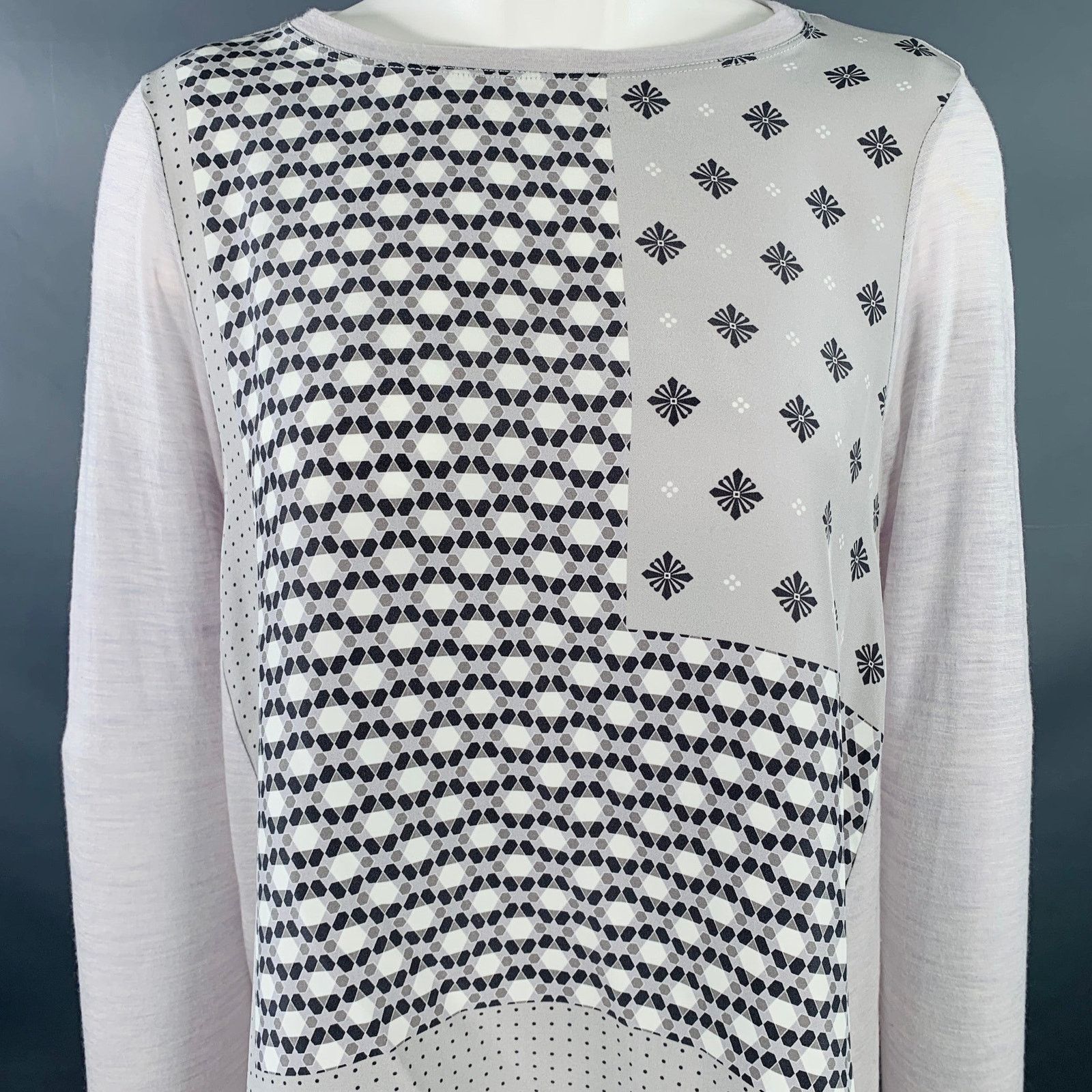 Other 6 Grey Lilac Wool Nylon Mixed Patterns Casual Top Size L / US 10 / IT 46 - 2 Thumbnail