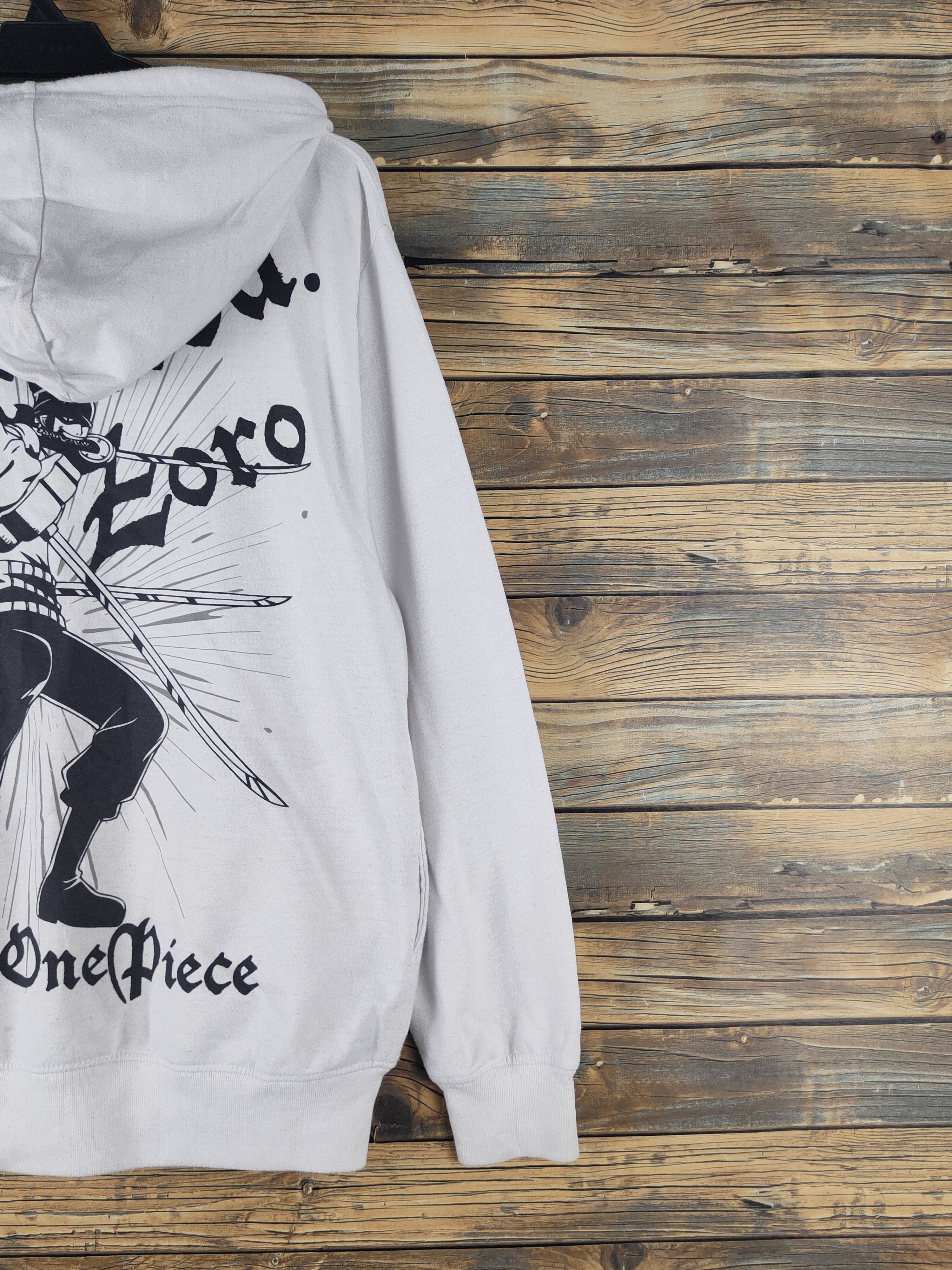 Anime DL One Piece White Zoro Hoodie Sweaters #2143 Size US L / EU 52-54 / 3 - 12 Thumbnail