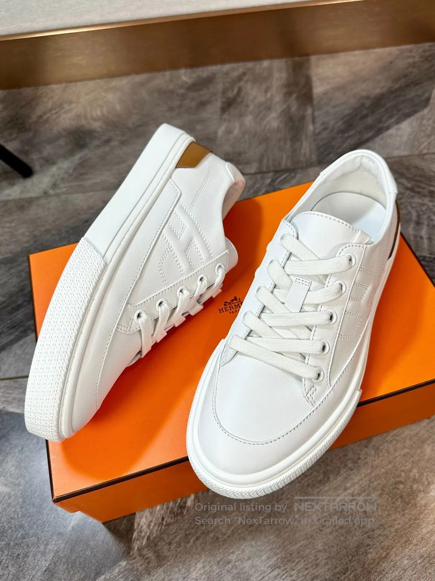 Hermes Hermes Classic White Sneakers H Logo Brown Tail. Size US 5.5 / IT 35.5 - 5 Thumbnail