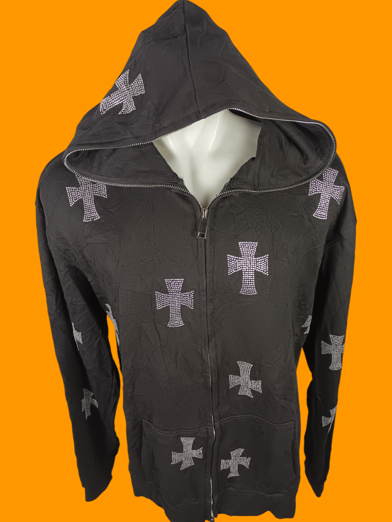 Hysteric Glamour × If Six Was Nine × Japanese Brand Y2K Hoodie Rhinestone Cross Zip Up Style Size US XL / EU 56 / 4 - 5 Thumbnail