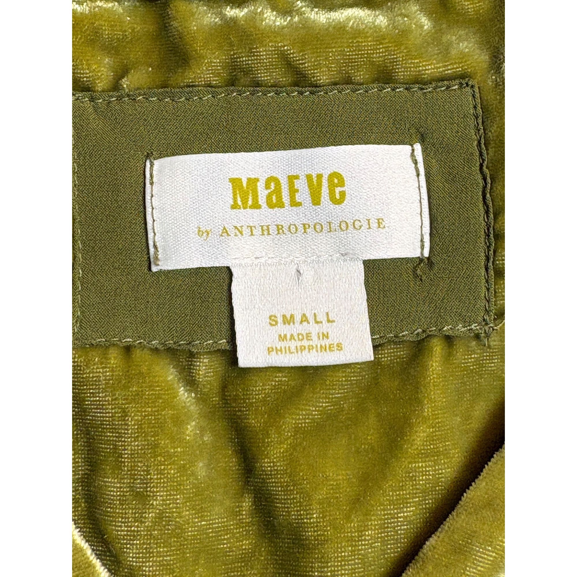 Anthropologie Maeve Women’s Olive Christmas Velvet Dress S Quiet Luxury Size S / US 4 / IT 40 - 3 Thumbnail