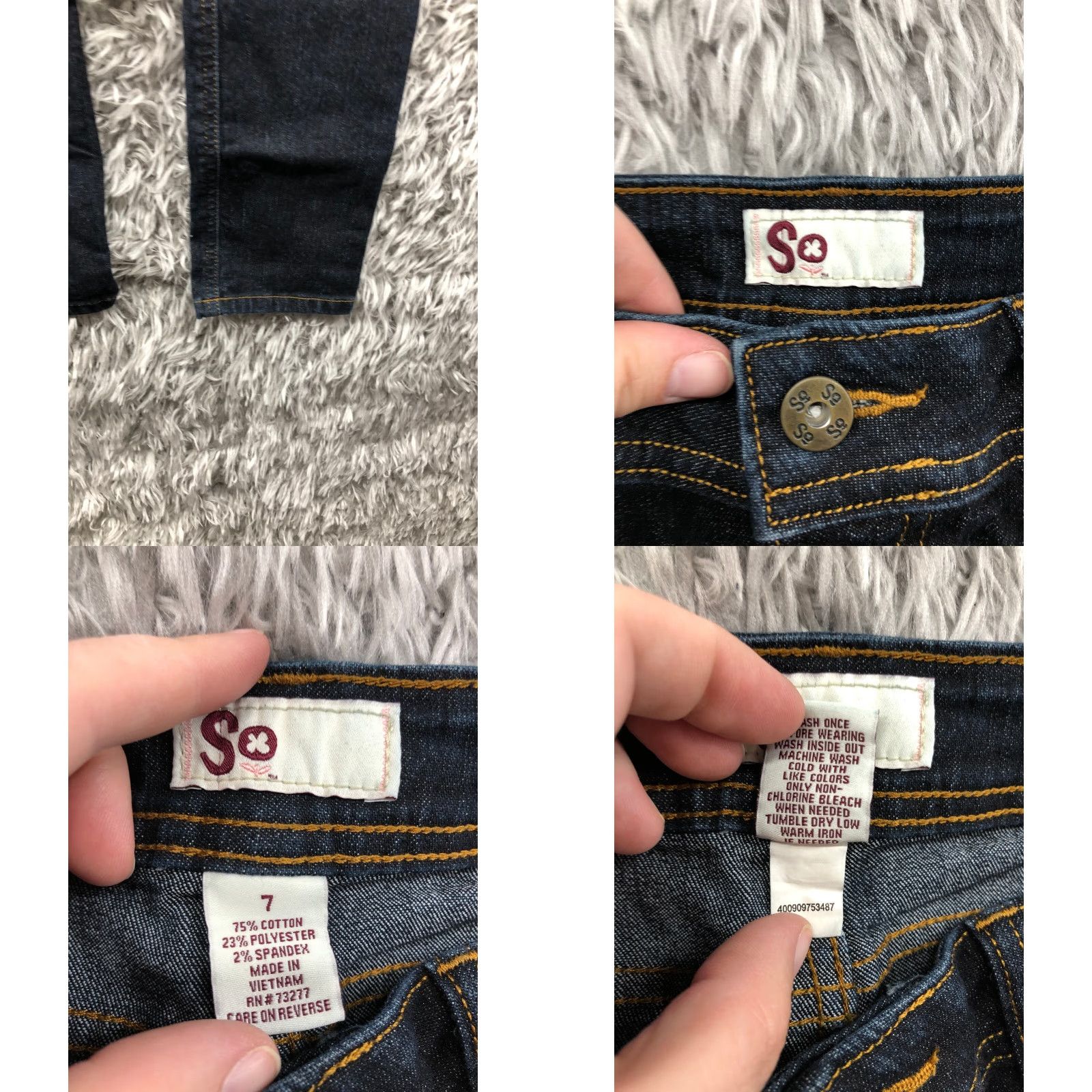 Denime SO Jeans Jeans SO Jeans Dark Wash Denim Skinny Mid Rise 27 30 Blue Womens Juniors Size 7 5-Pocket Regular Cotton Vintage: No Size 28" / US 6 / IT 42 - 8 Thumbnail