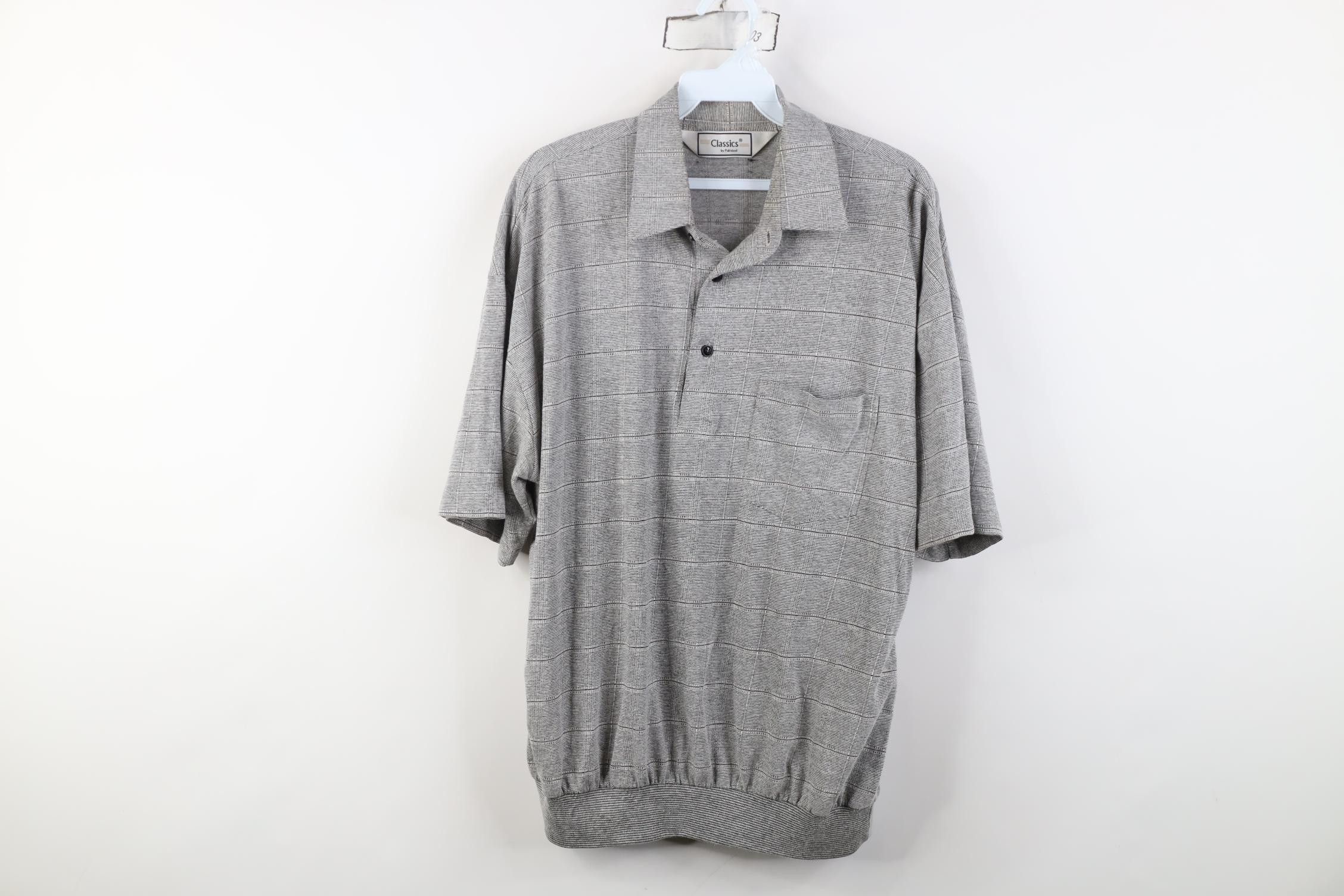 Vintage Vintage 90s Streetwear Checkered Knit Polo Shirt Gray Size US L / EU 52-54 / 3 - 1 Thumbnail