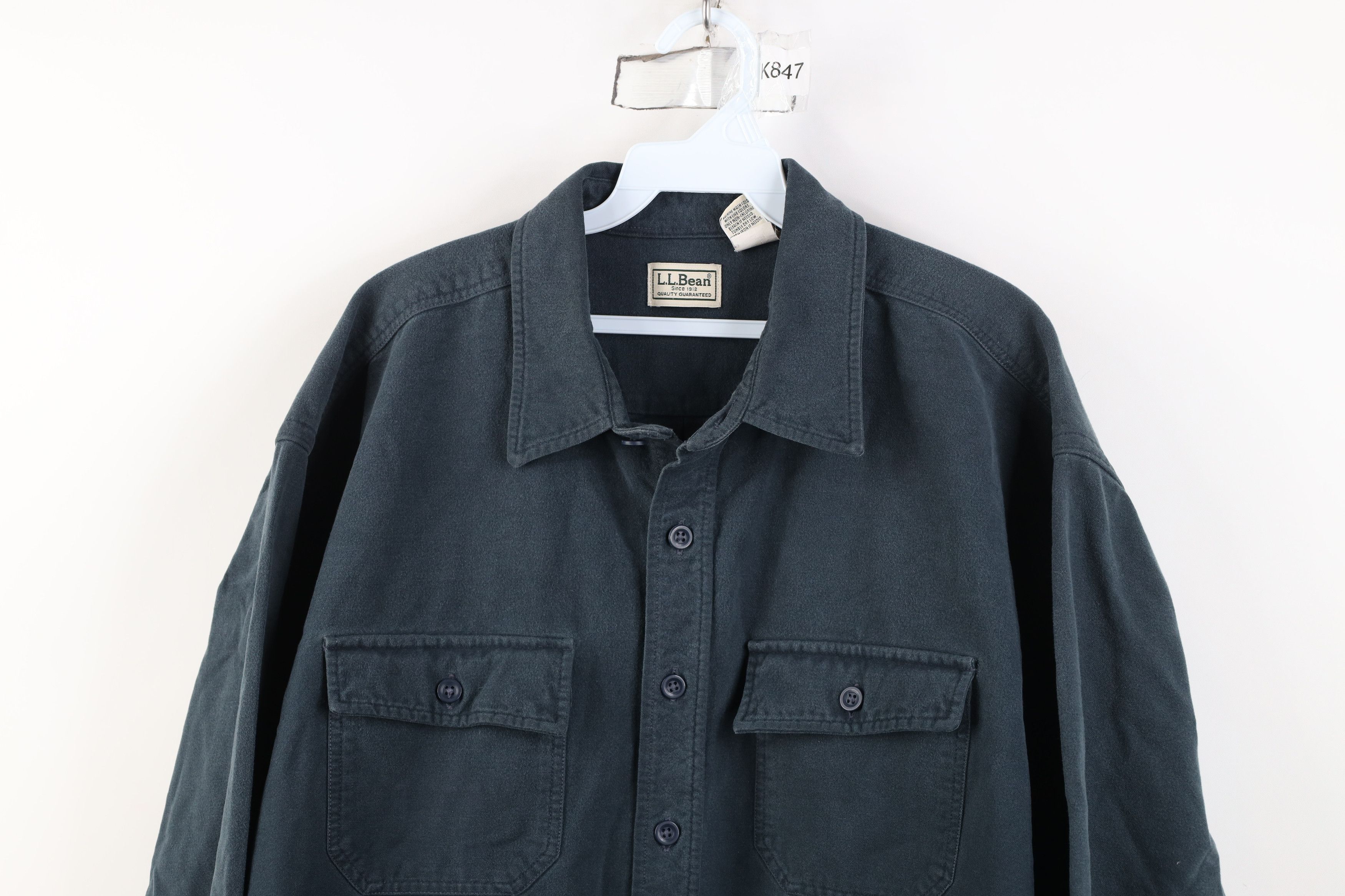 L.L. Bean Vintage 90s LL Bean Cloth Collared Button Shirt Green Size US XXL / EU 58 / 5 - 2 Thumbnail
