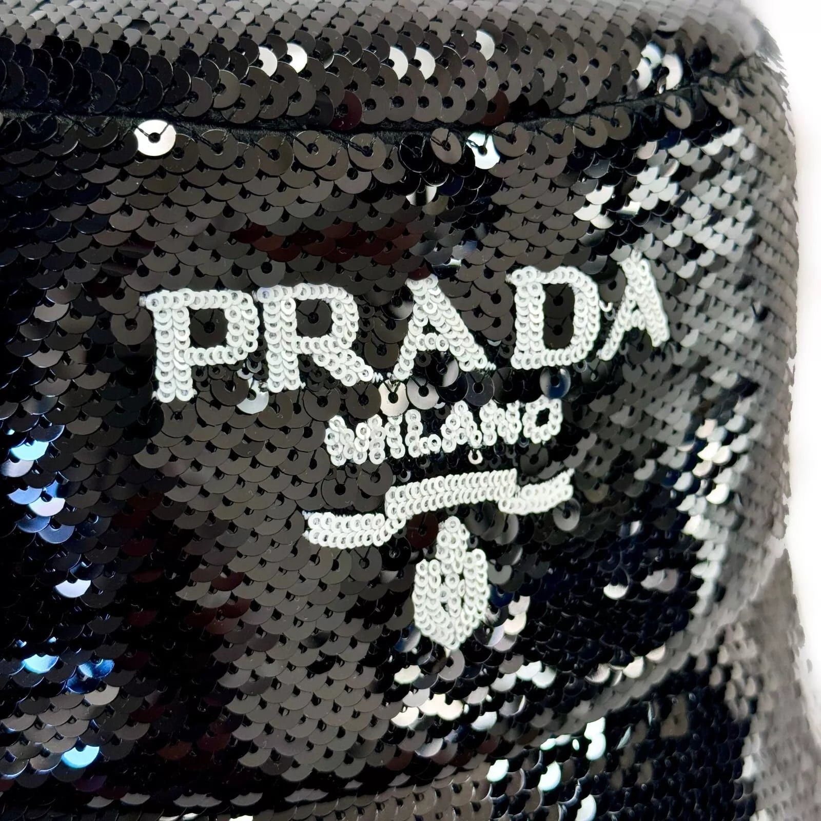 Prada Prada Sequin Logo Bucket Hat Size M Black Authentic Size ONE SIZE - 9 Thumbnail