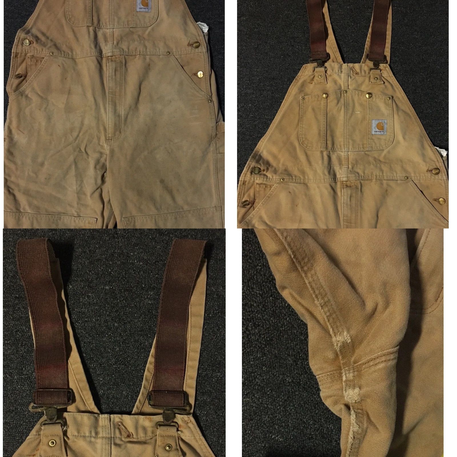 Carhartt VINTAGE Carhartt Faded Distressed Overalls Jeans Trucker Biker 90s Grunge USA Tan 40 Mens Double Knee Workwear 28 Inseam Overalls Size US 40 / EU 56 - 8 Thumbnail
